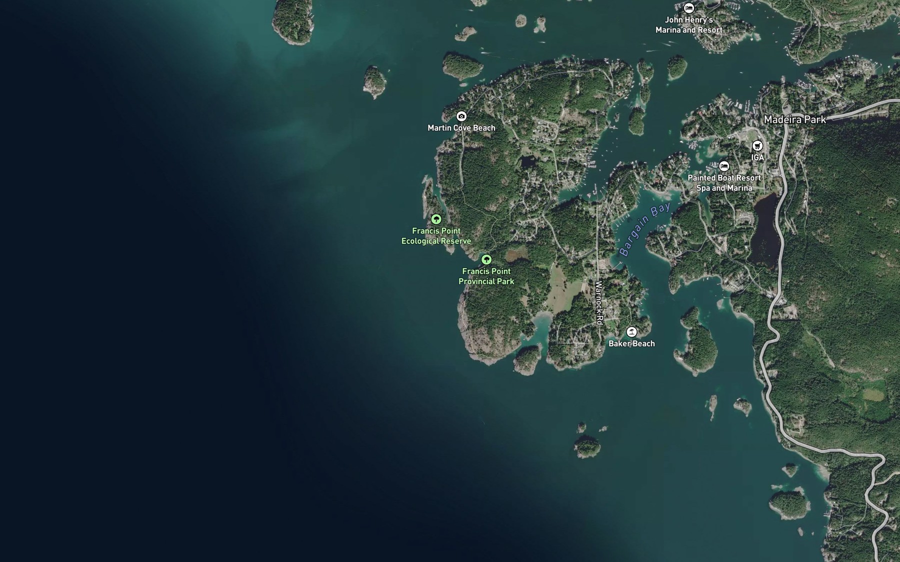Satellite map of the Francis Bay
