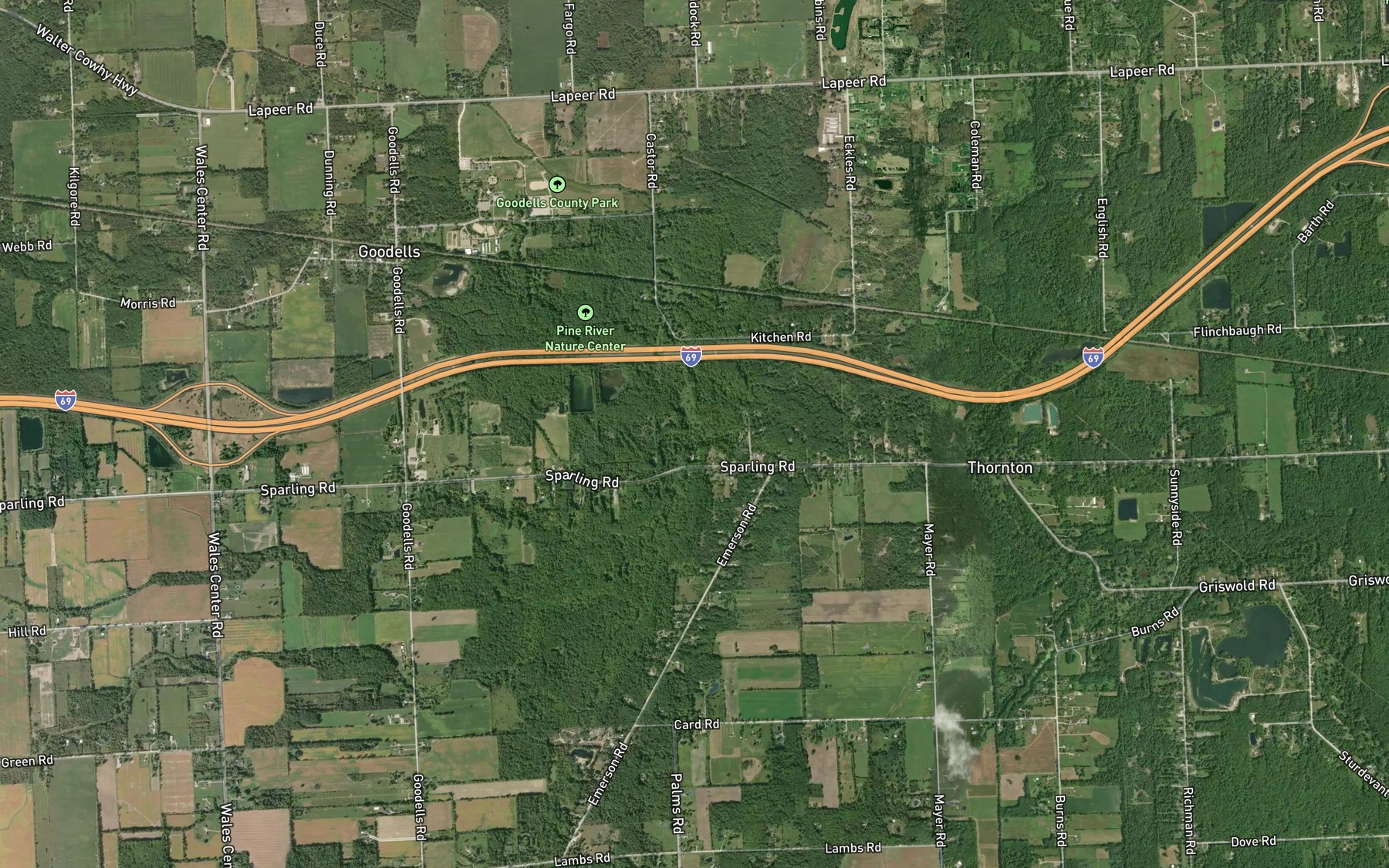 Satellite map of the Moore Creek