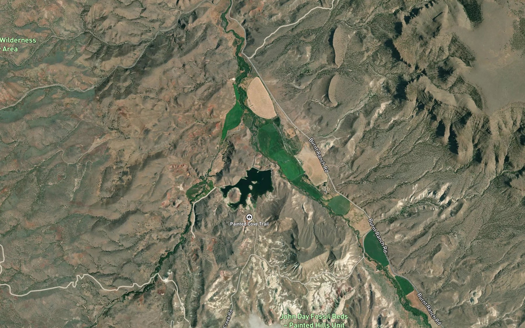 Satellite map of the Painted Hills Reservoir