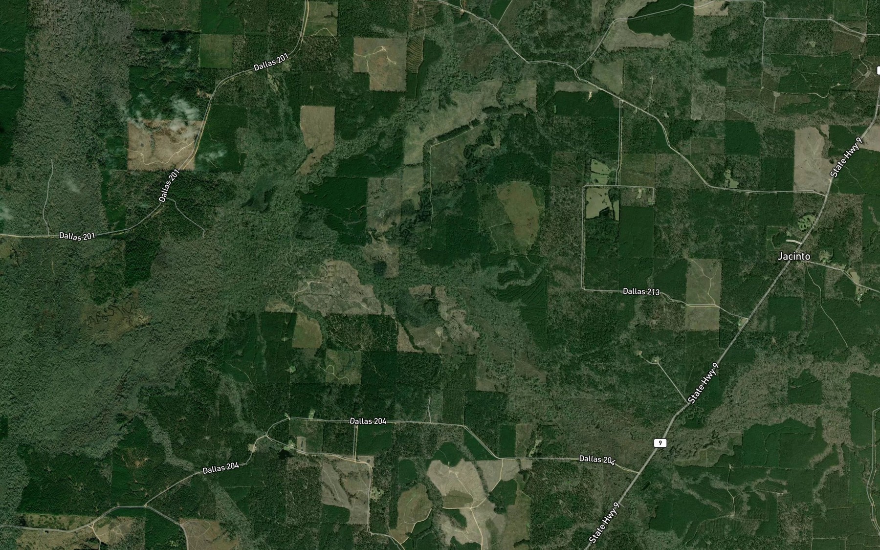 Satellite map of the Mud Creek