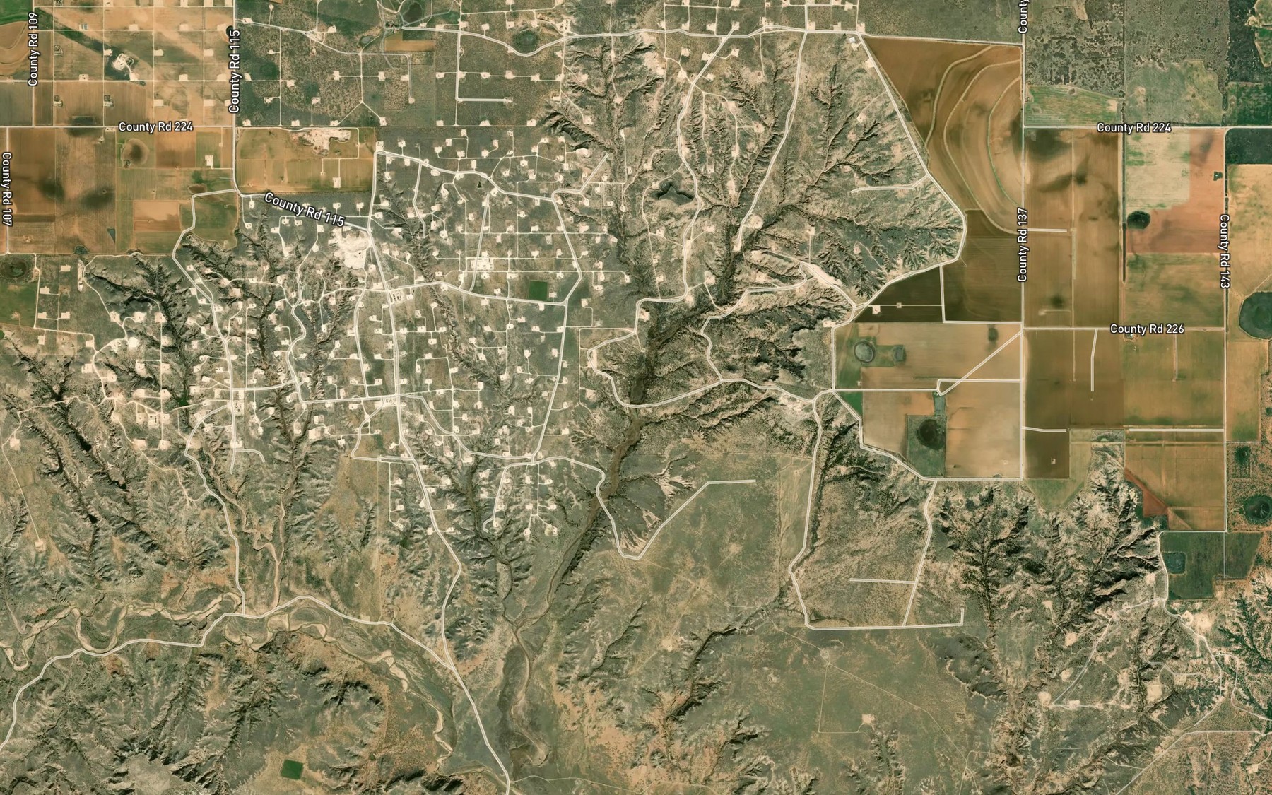 Satellite map of the Caddell Lake