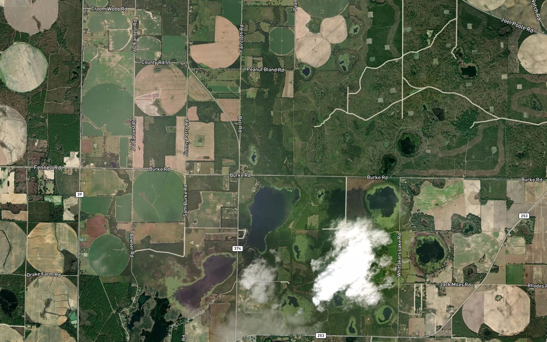Satellite map of the Fishpond Drain