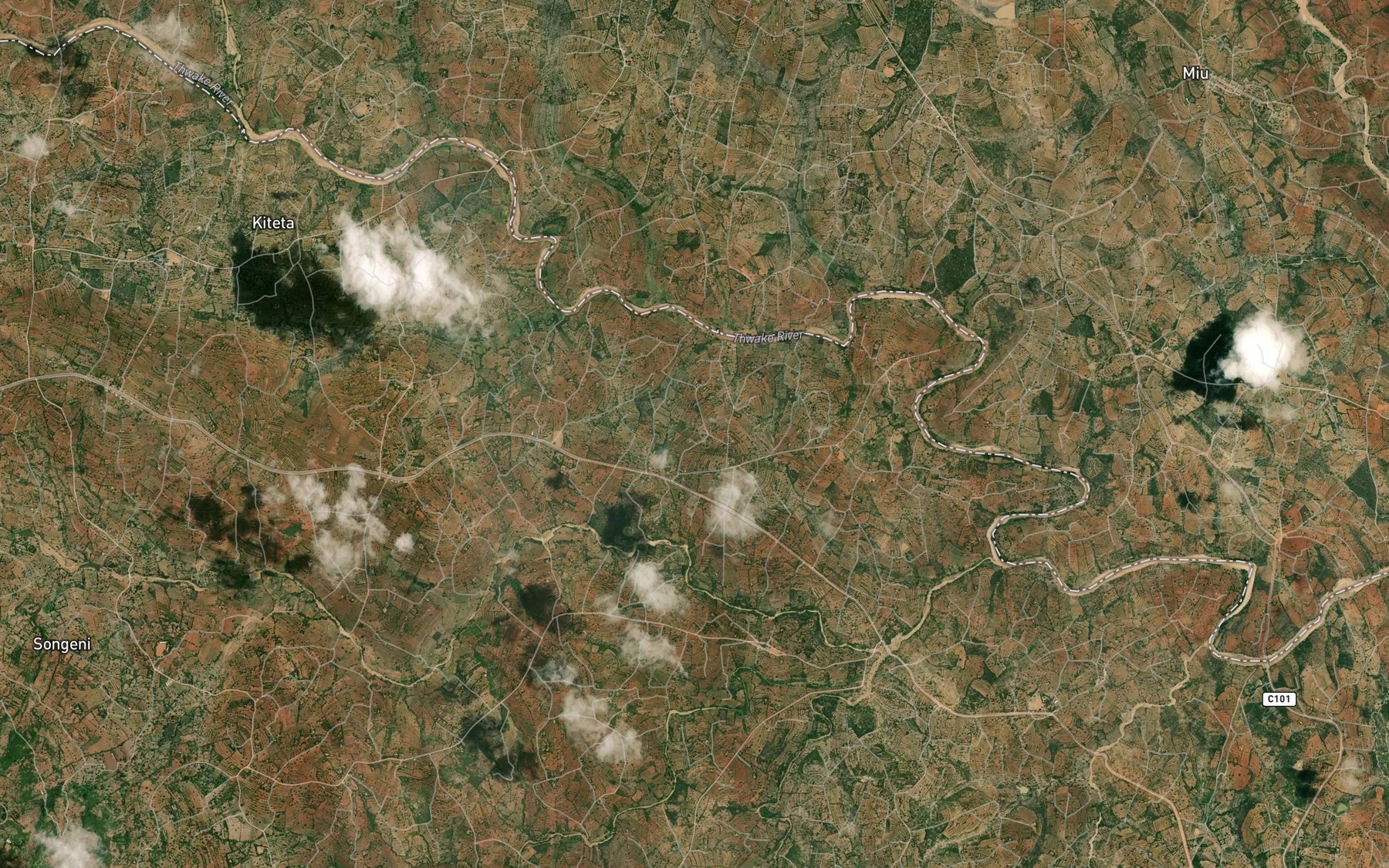 Satellite map of the Kyamue Dam