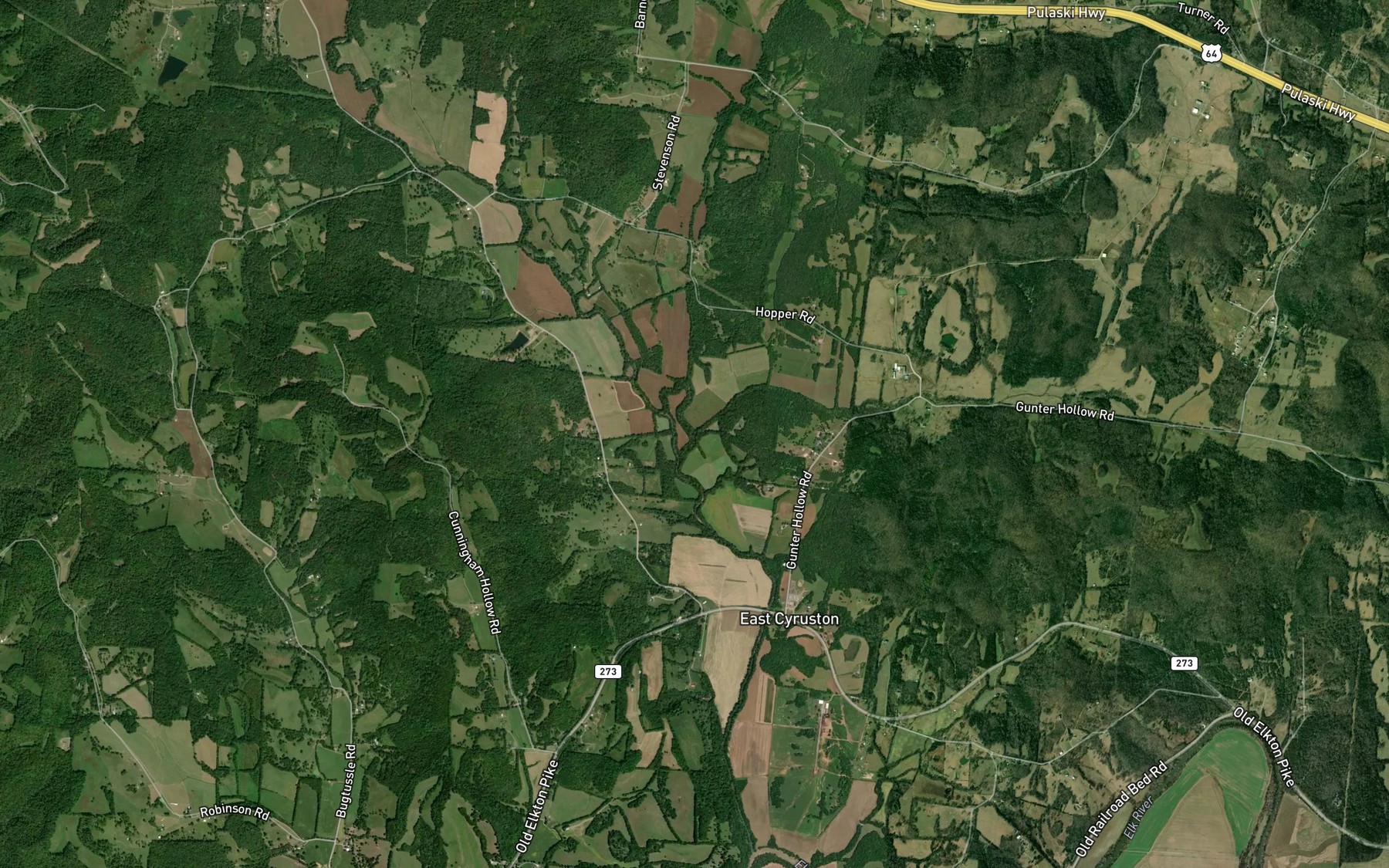 Satellite map of the Wyatt Creek