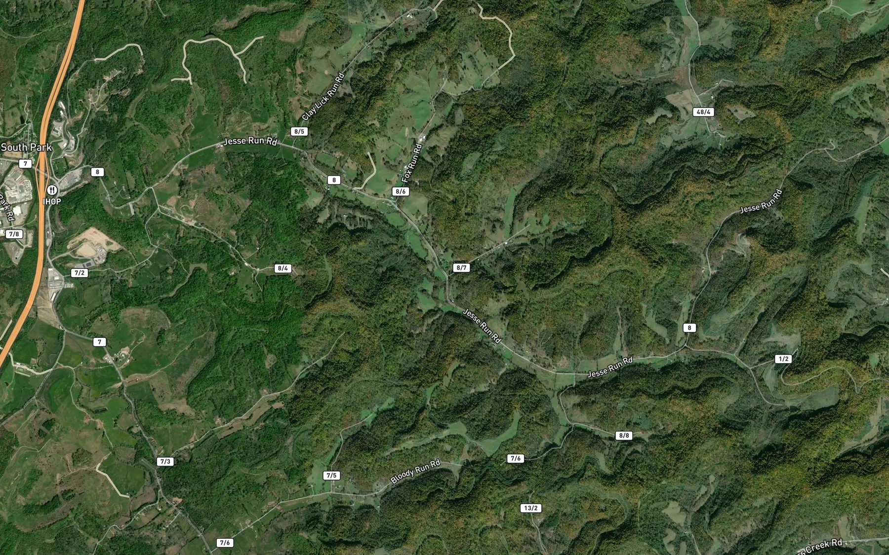Satellite map of the Bills Lick