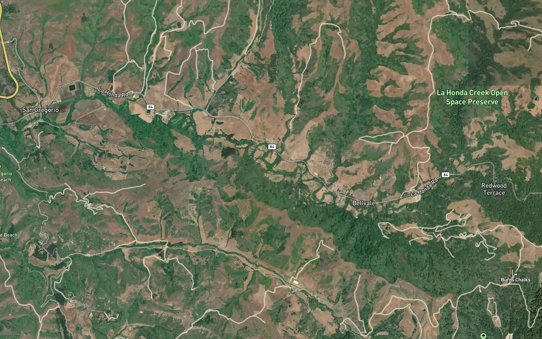 Satellite map of the El Corte de Madera Creek