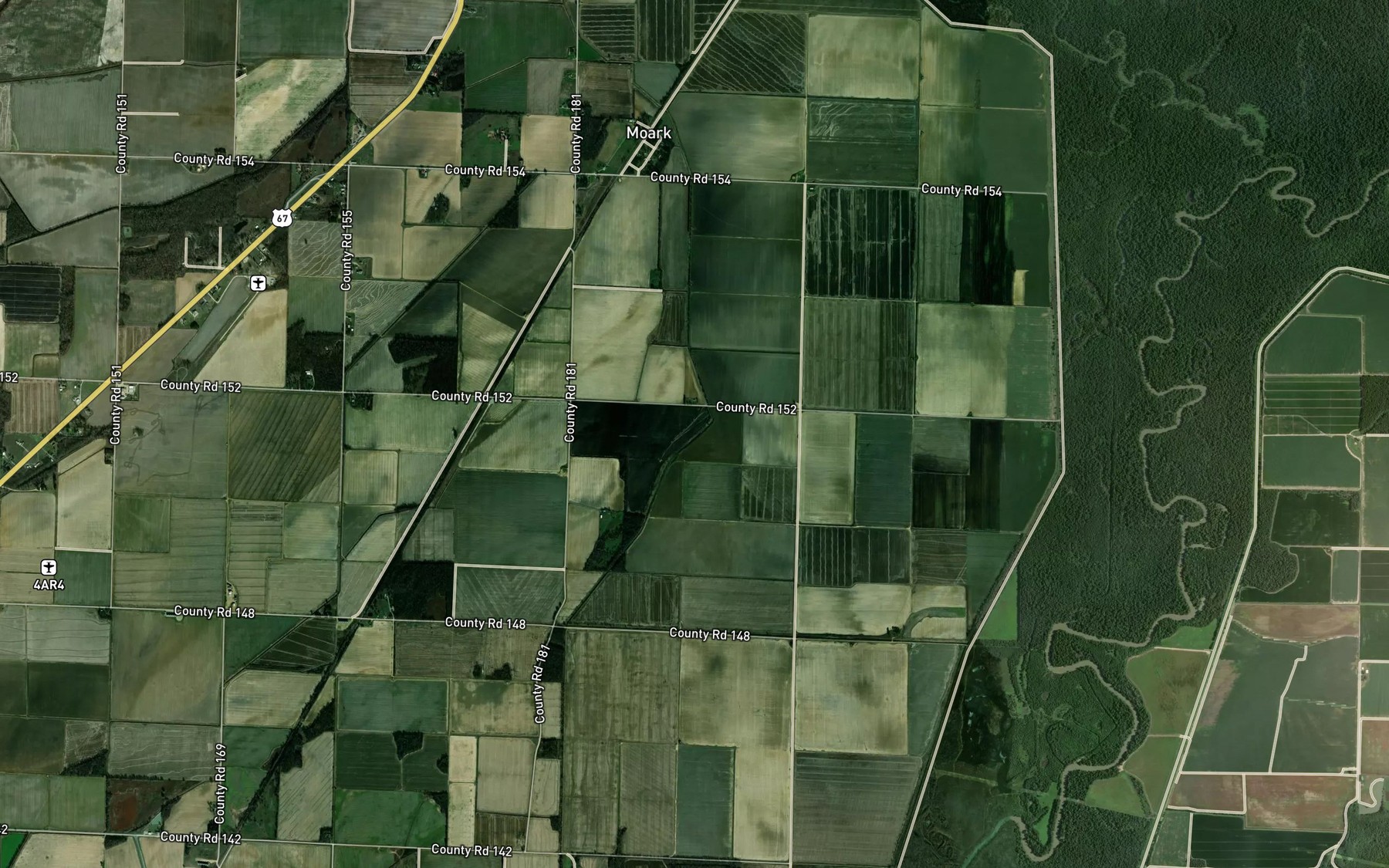 Satellite map of the Moark Ditch