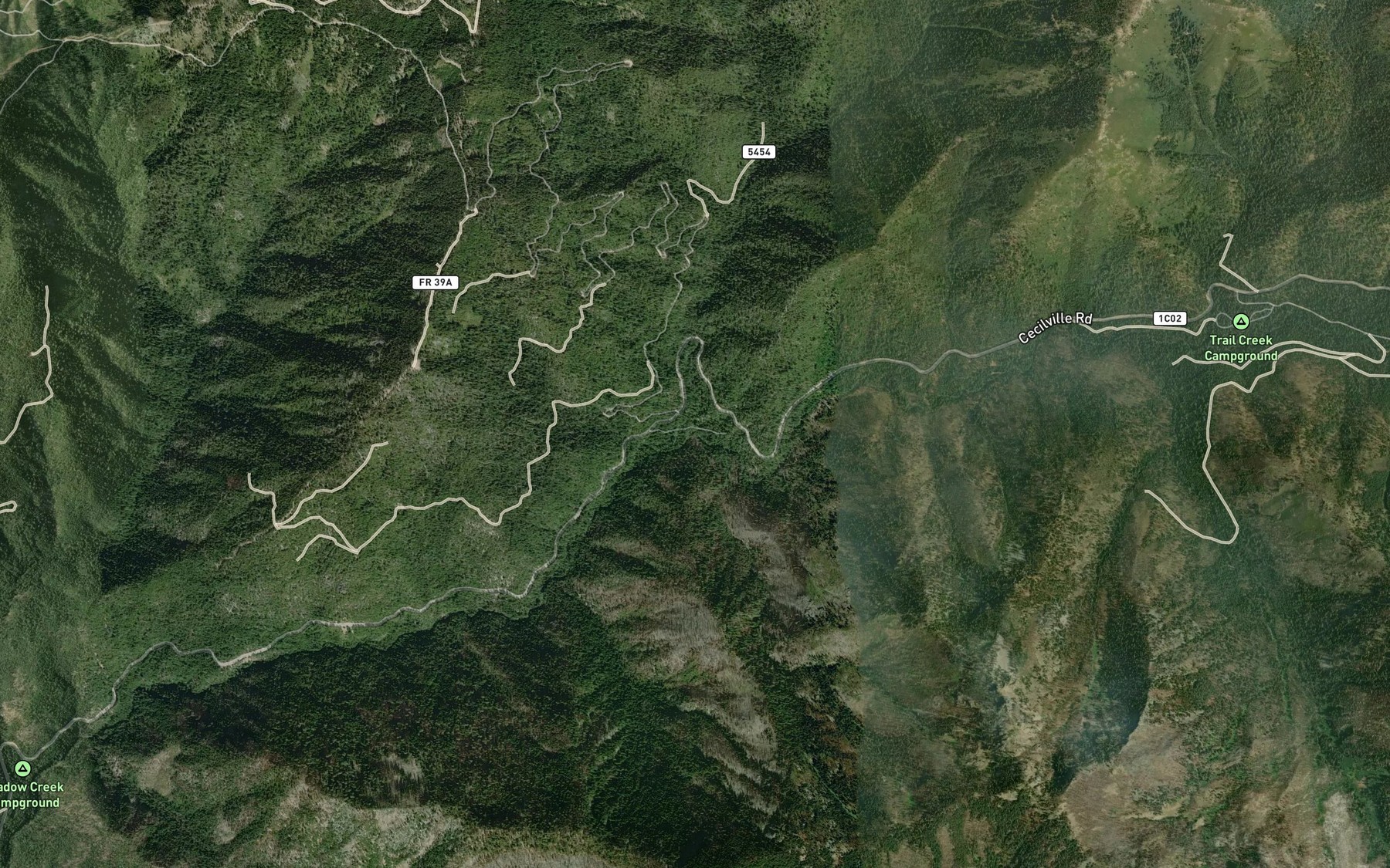 Satellite map of the Sixmile Creek