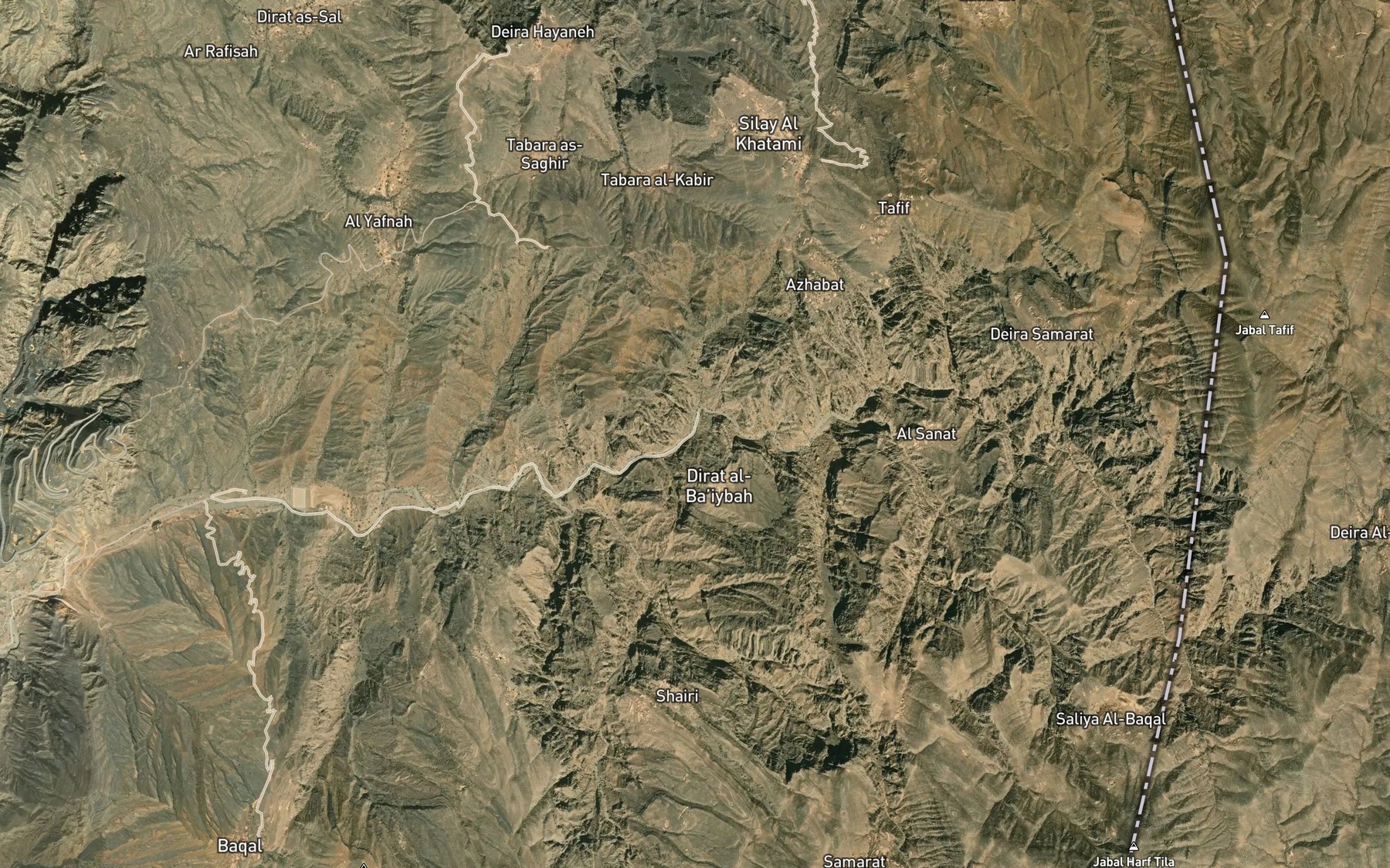Satellite map of the Wadi Naqab Cave