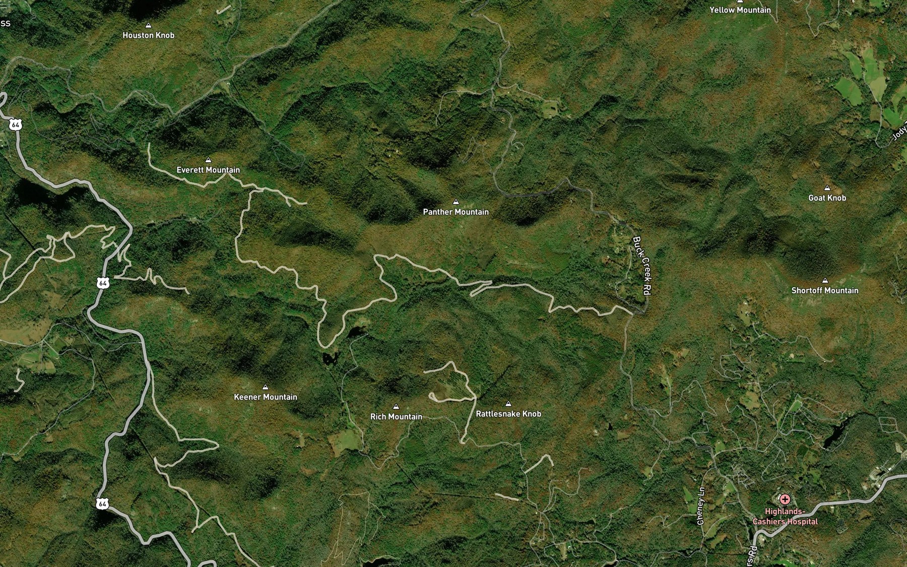 Satellite map of the Rattlesnake Branch