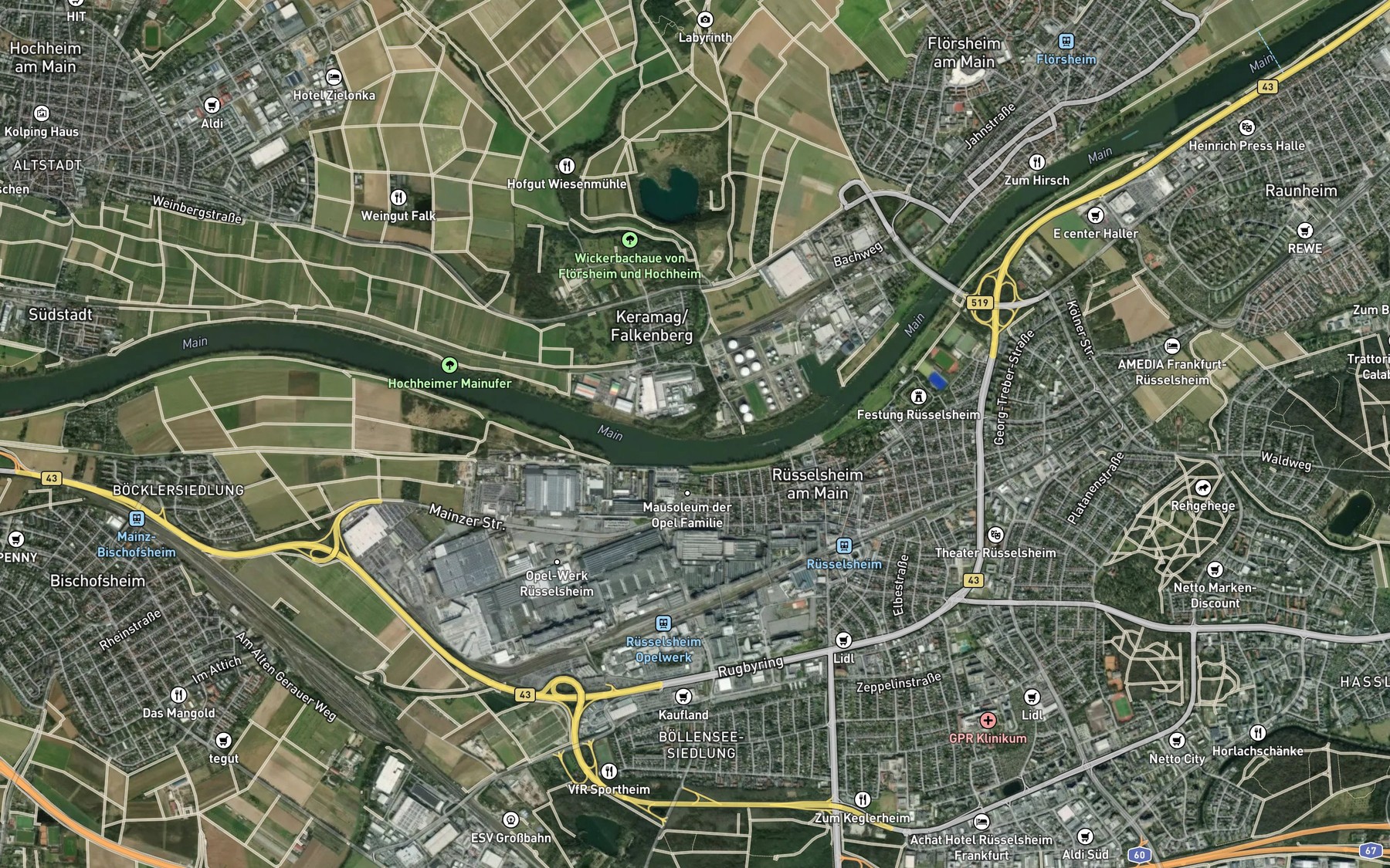 Satellite map of the Wickerbach