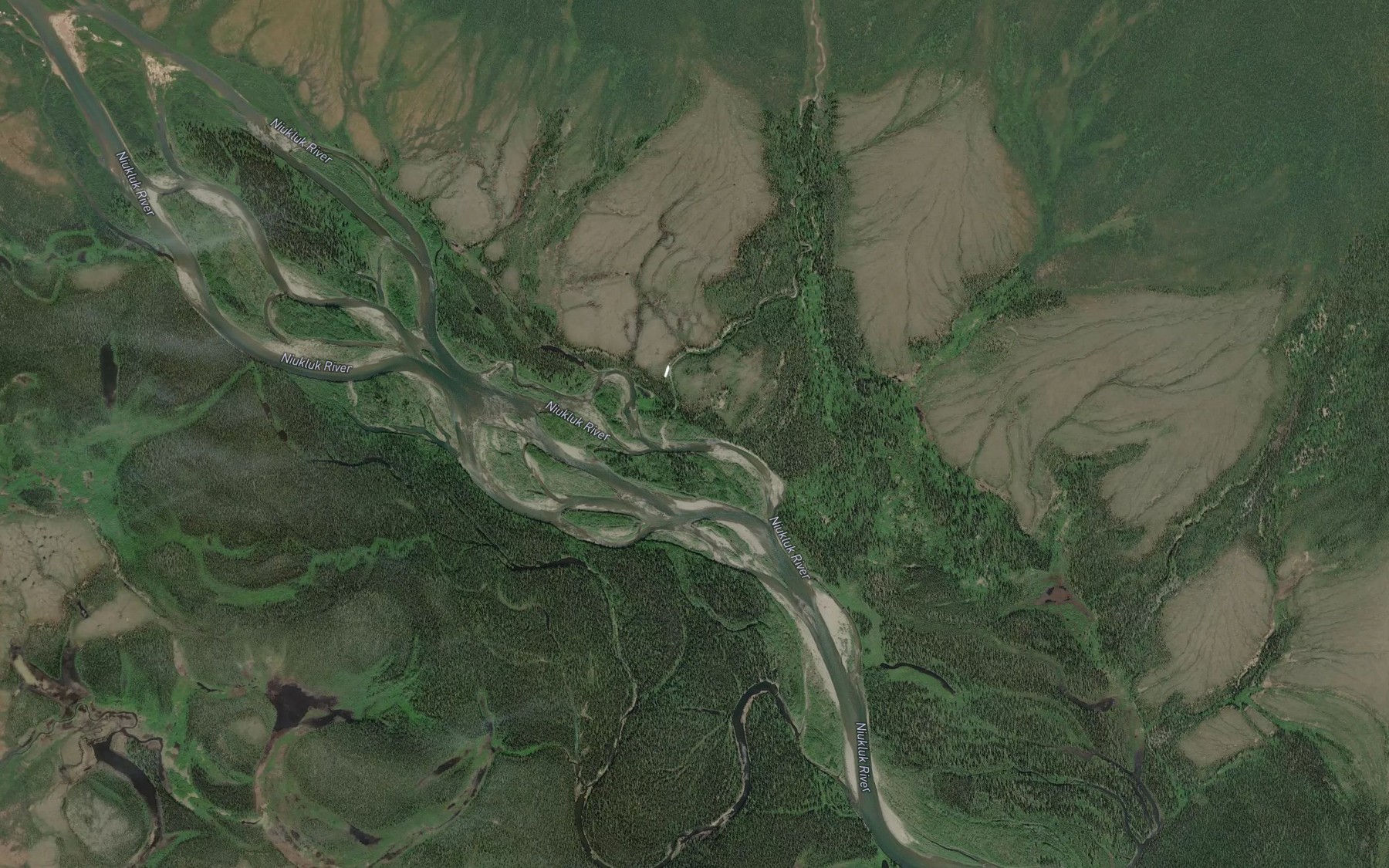 Satellite map of the Dry Mystery Creek