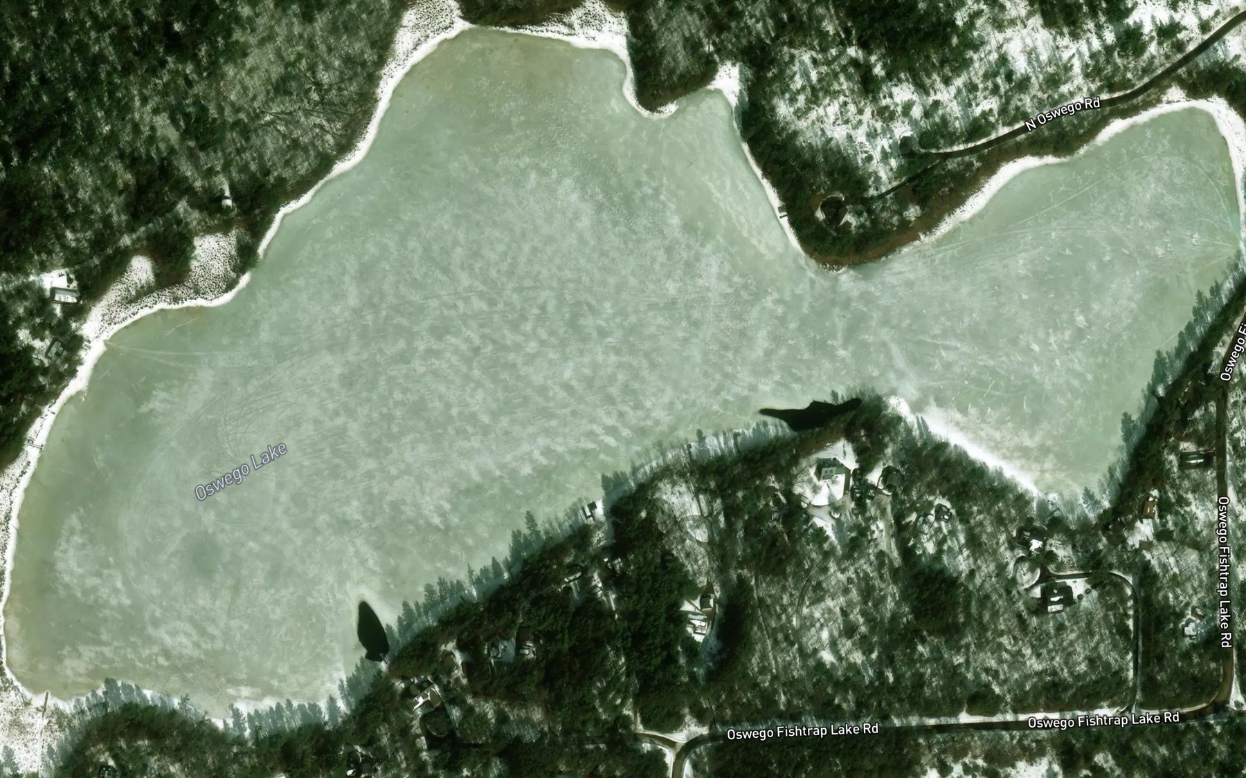Satellite map of the Oswego Lake