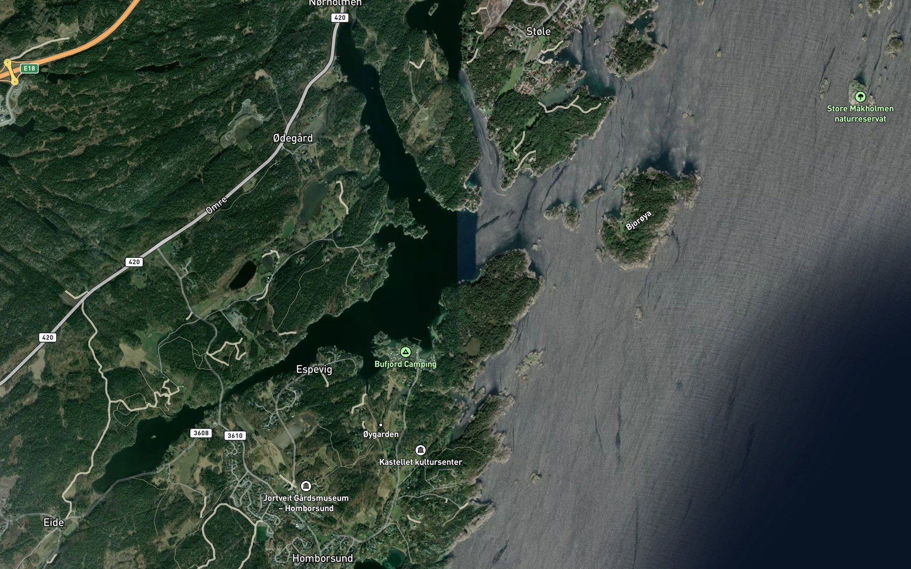 Satellite map of the Lille Breivik