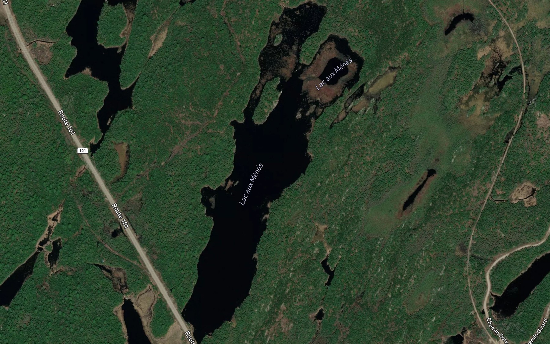 Satellite map of the Lac aux Menes