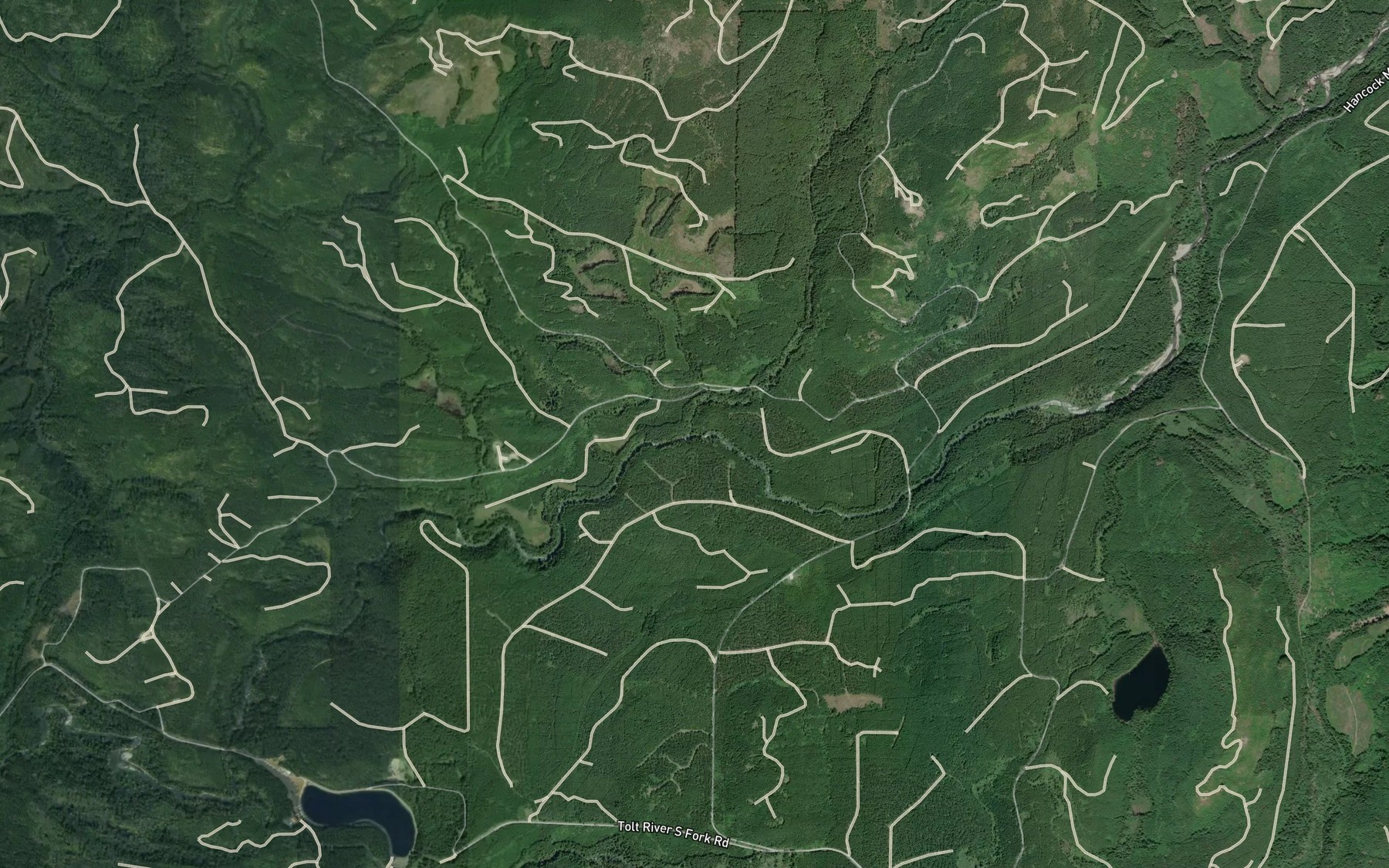 Satellite map of the Yellow Creek