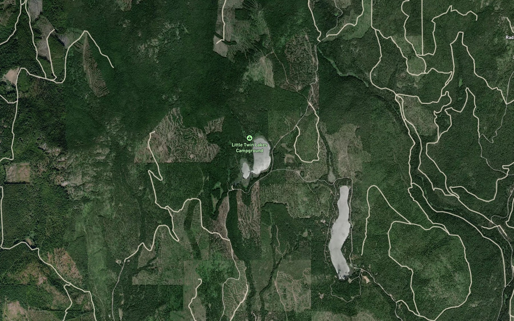 Satellite map of the Twin Lakes