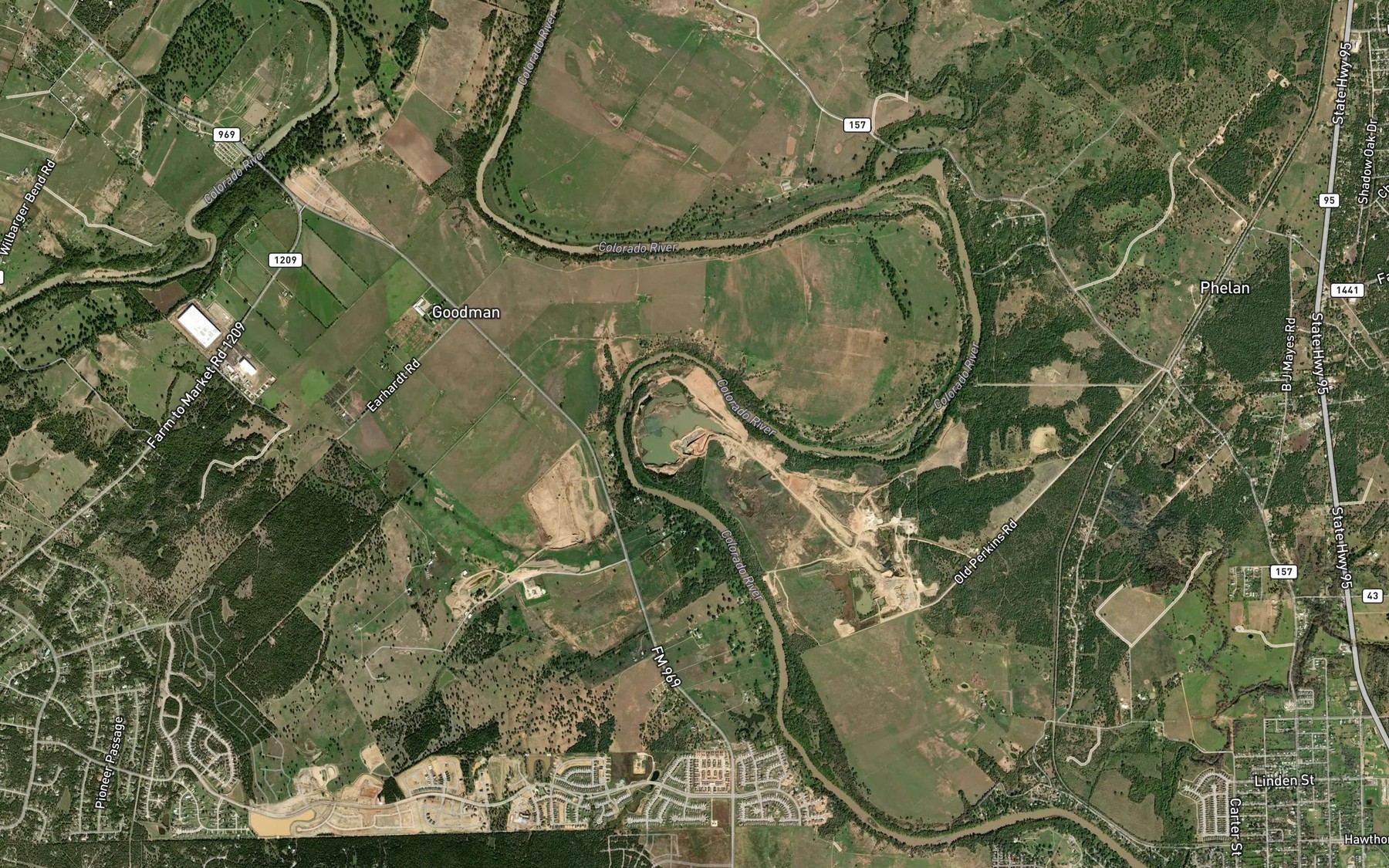 Satellite map of the Reed Bend