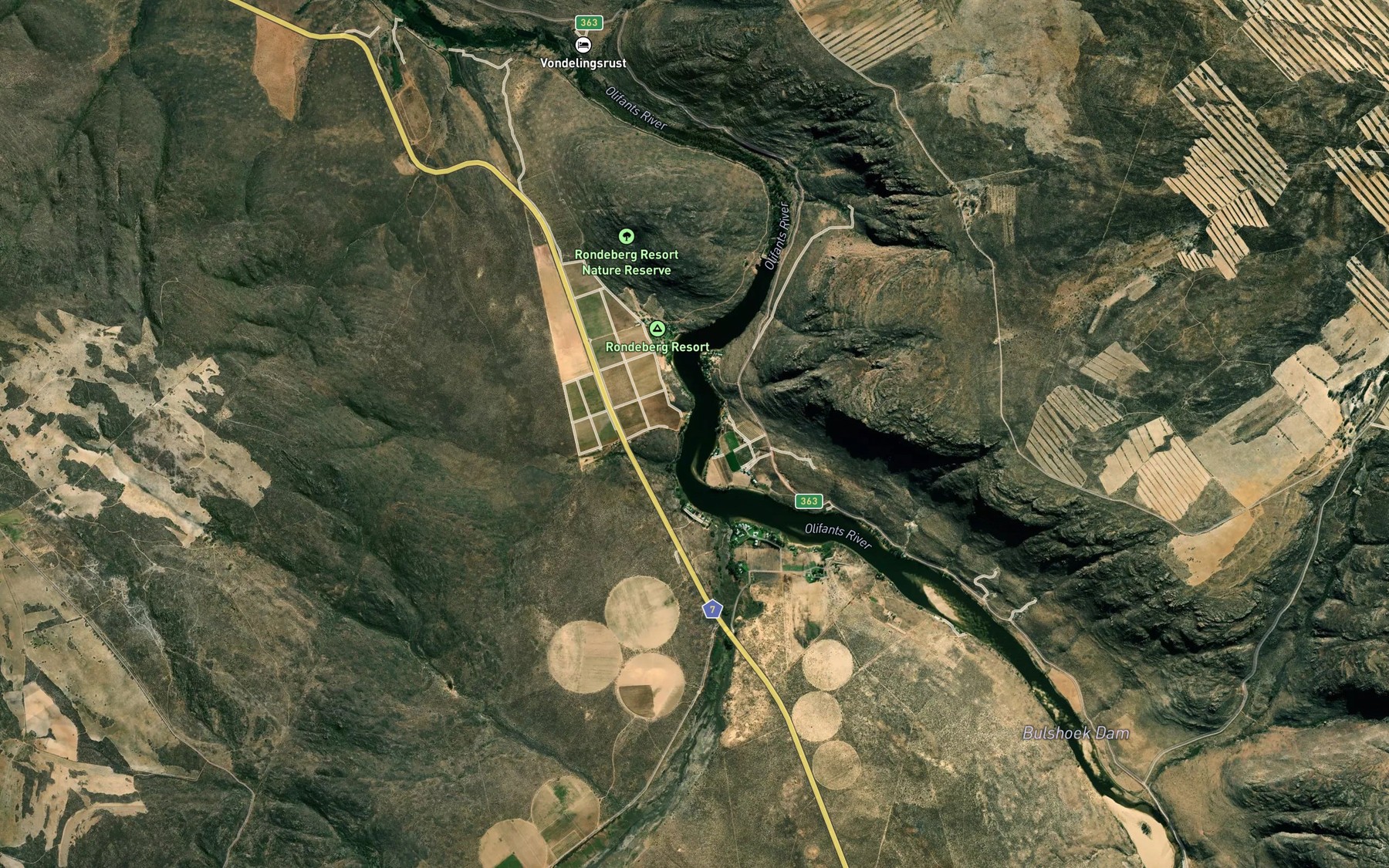 Satellite map of the Bulshoekdam