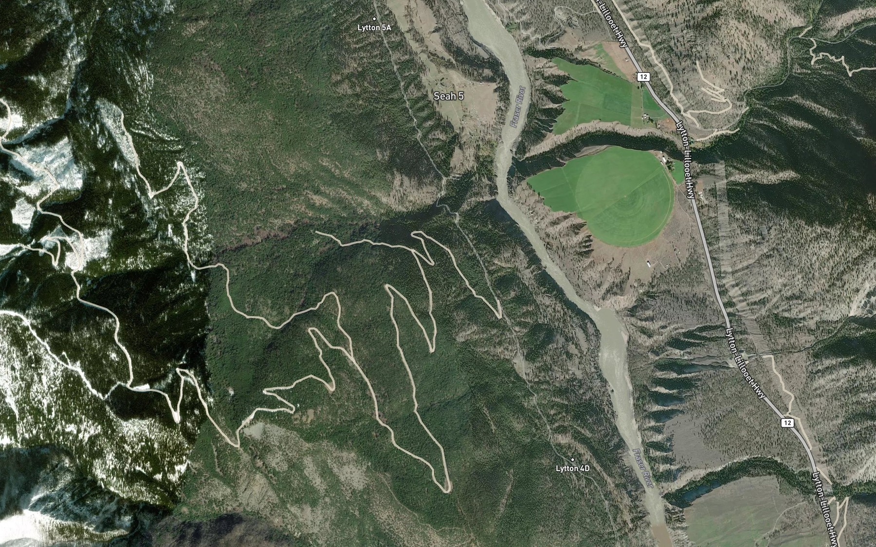 Satellite map of the Della Creek