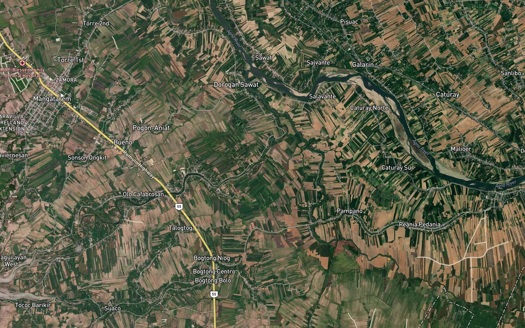 Satellite map of the Oro River