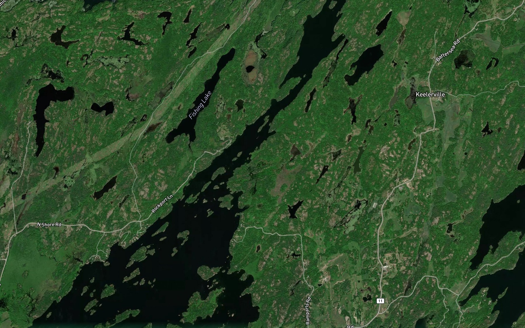 Satellite map of the Sleeths Bay