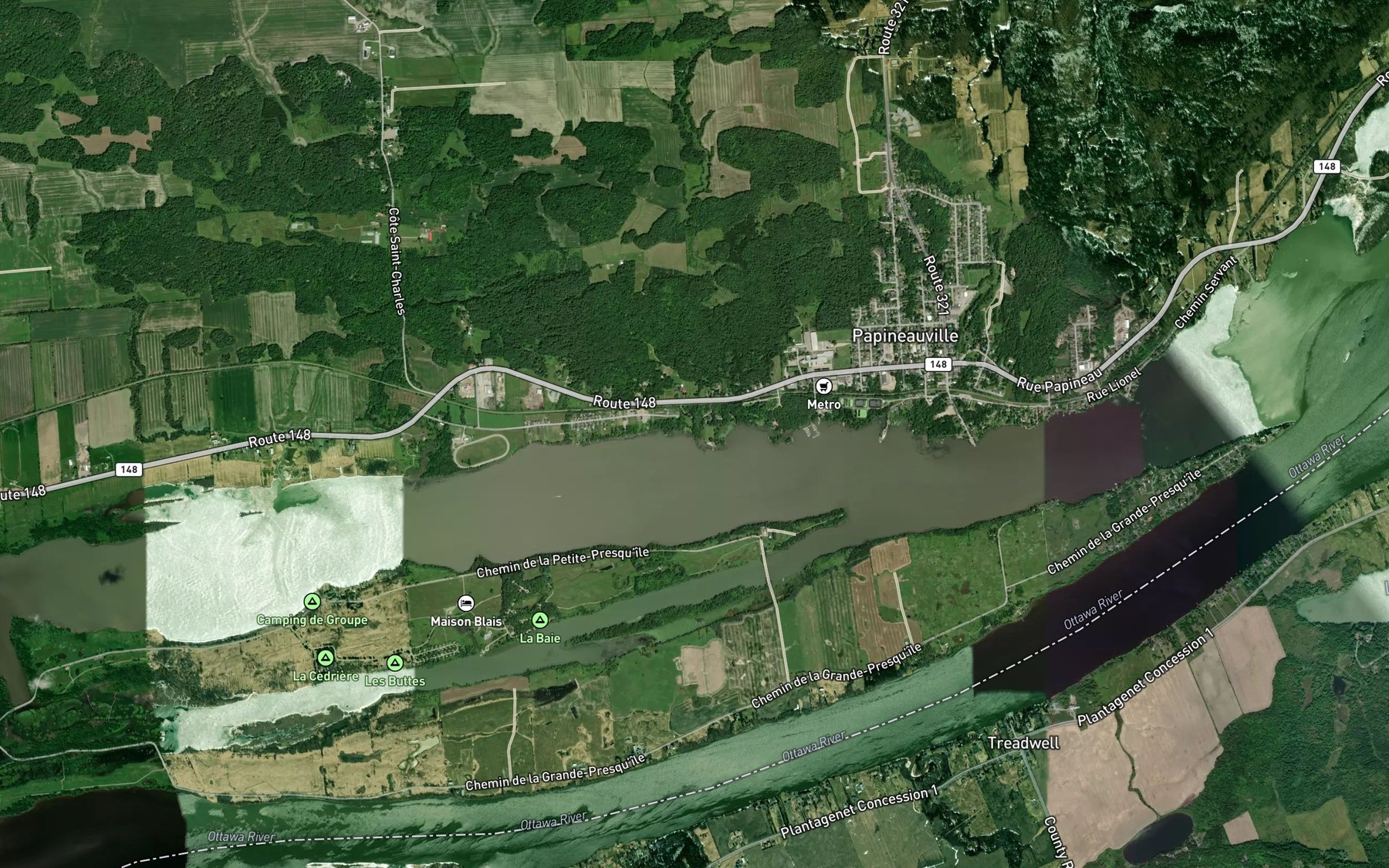 Satellite map of the Ruisseau Frappier