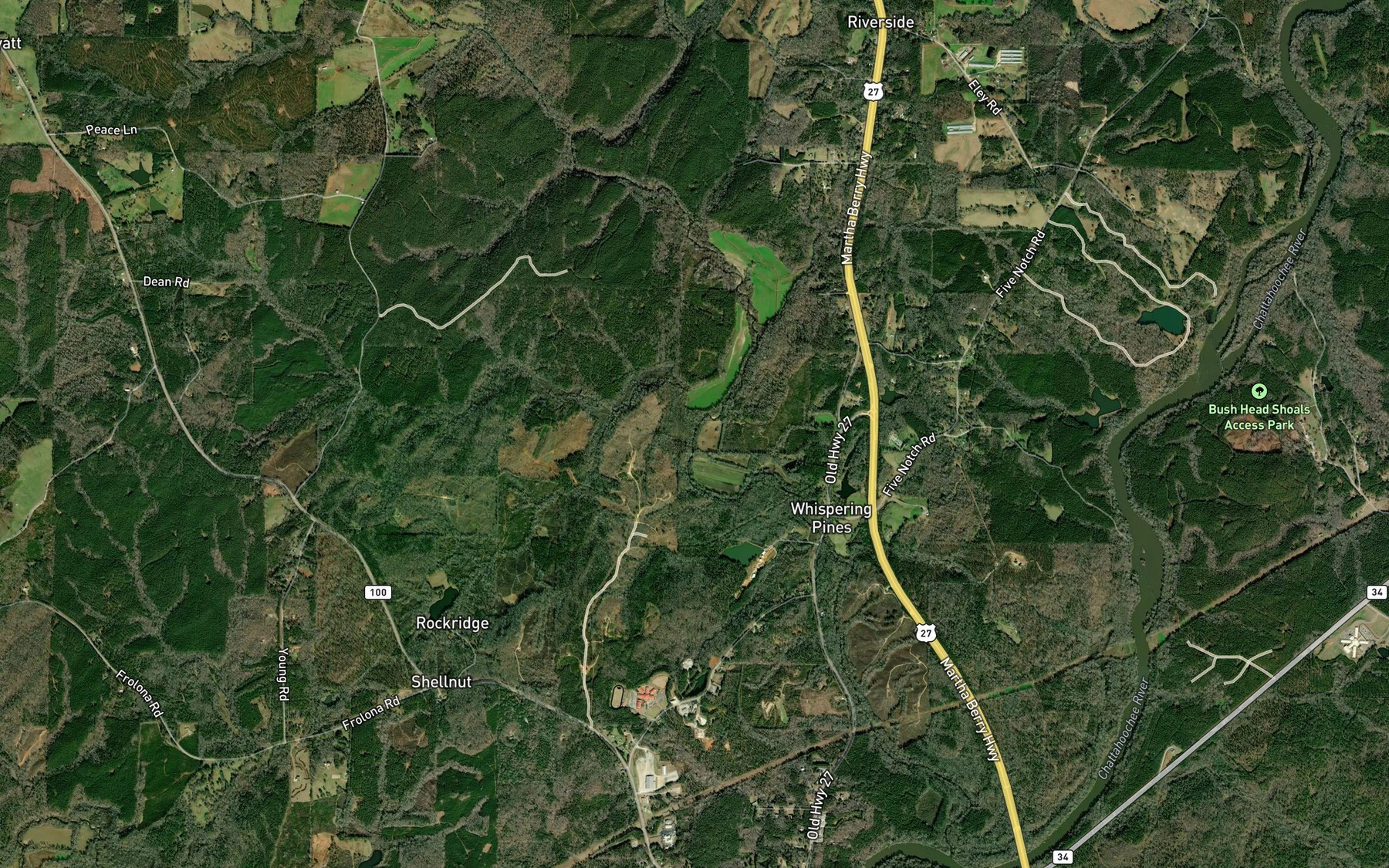 Satellite map of the Little Taylor Creek