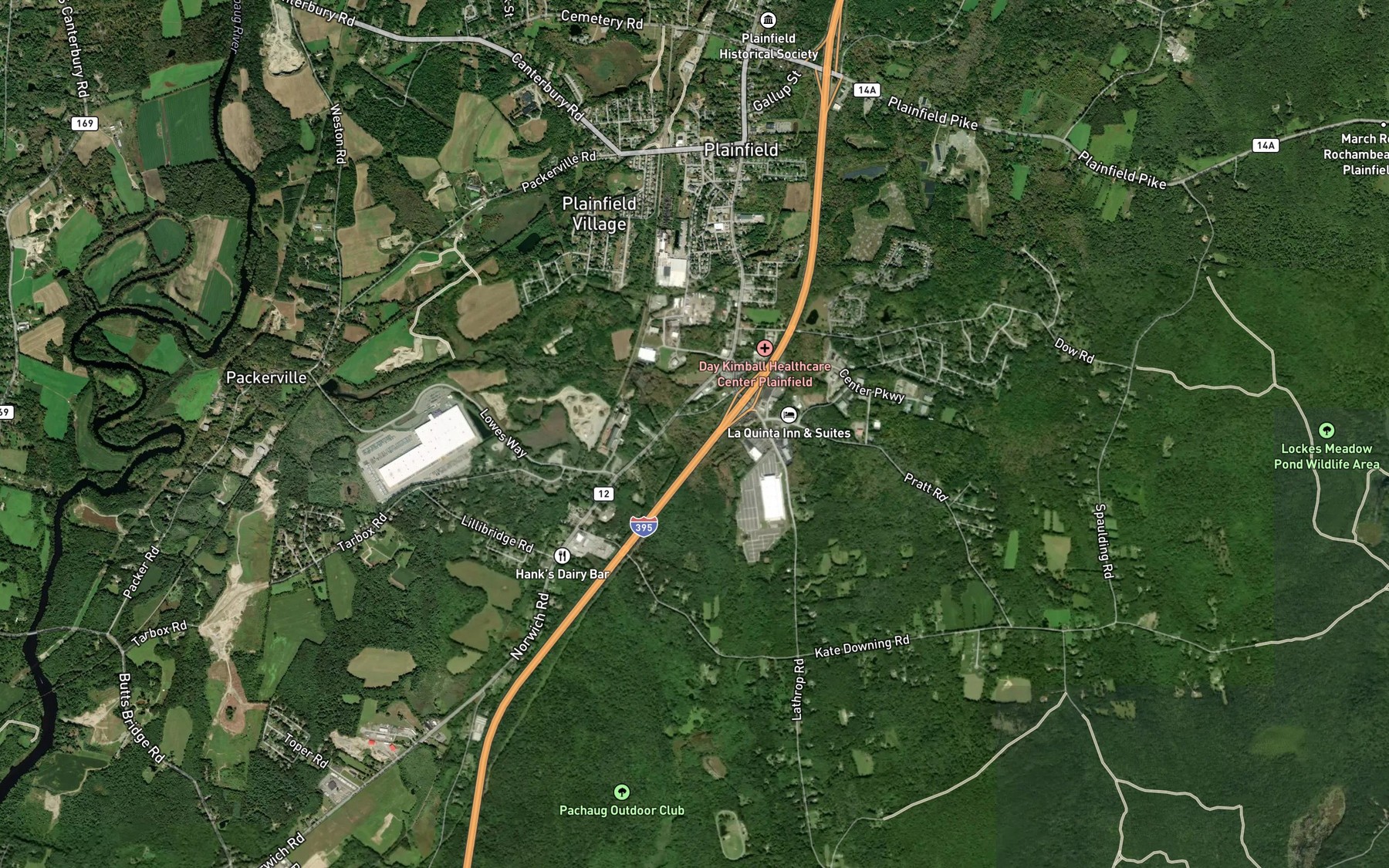 Satellite map of the Lathrop Brook