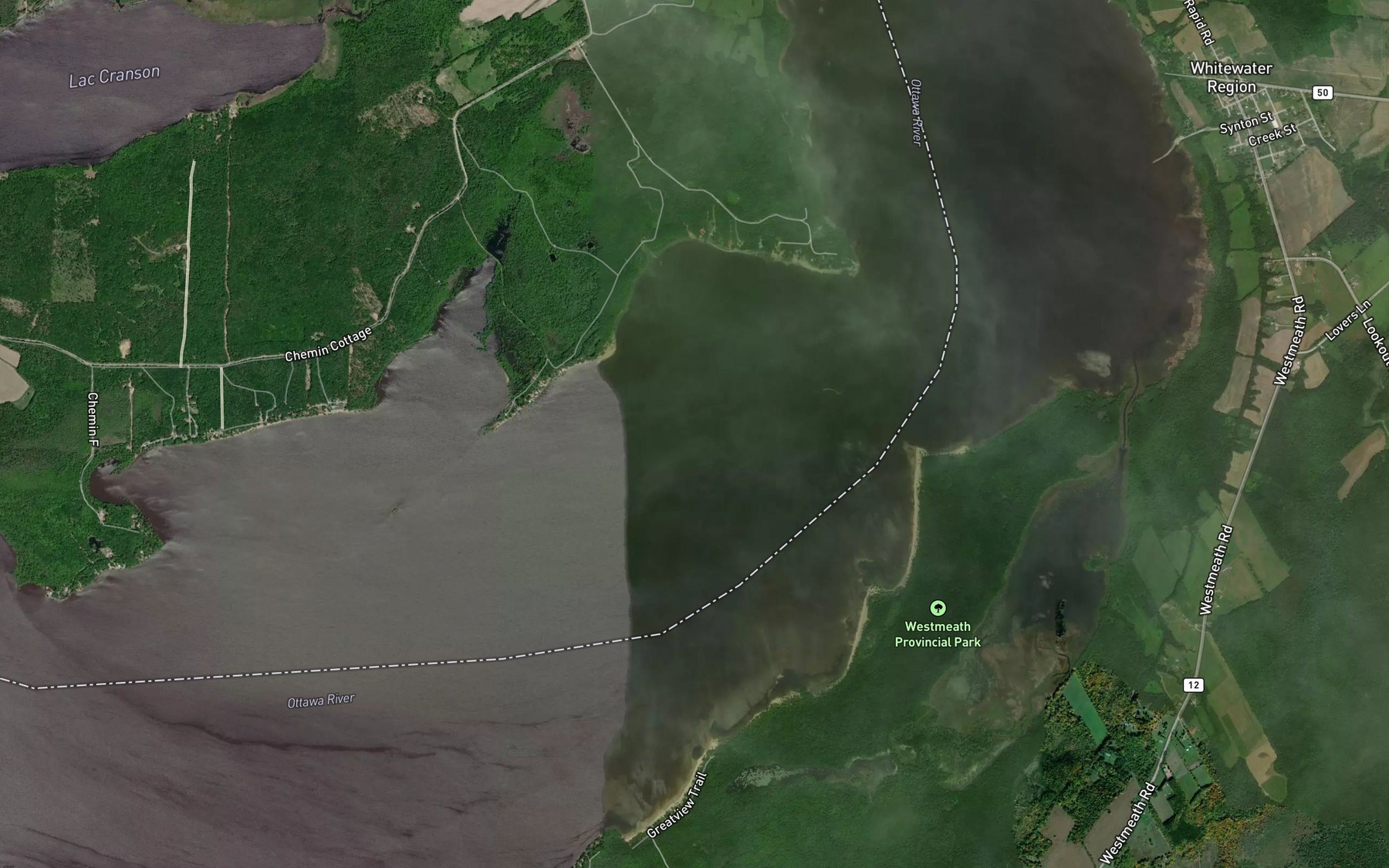 Satellite map of the Baie Ryan