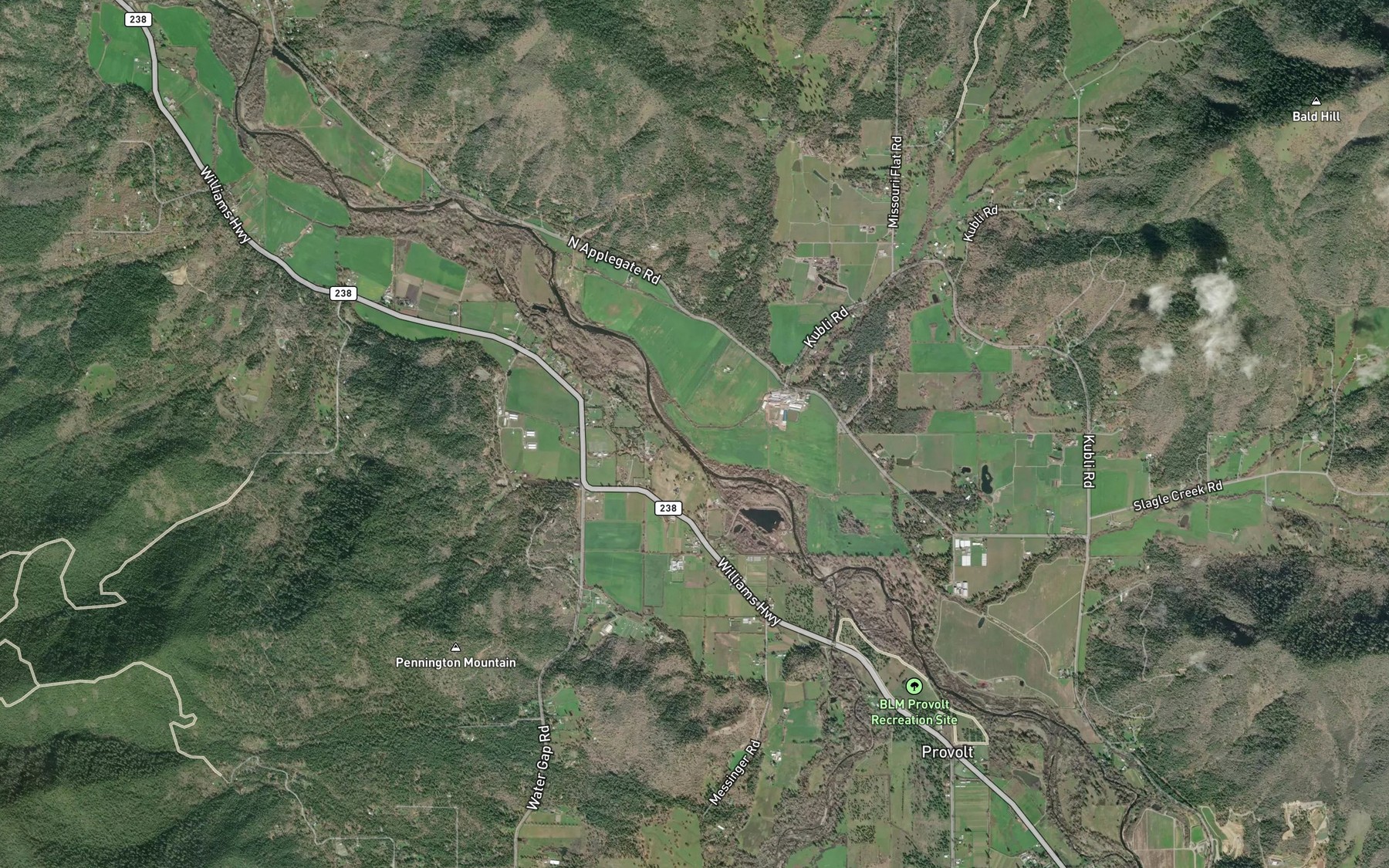 Satellite map of the Caris Creek