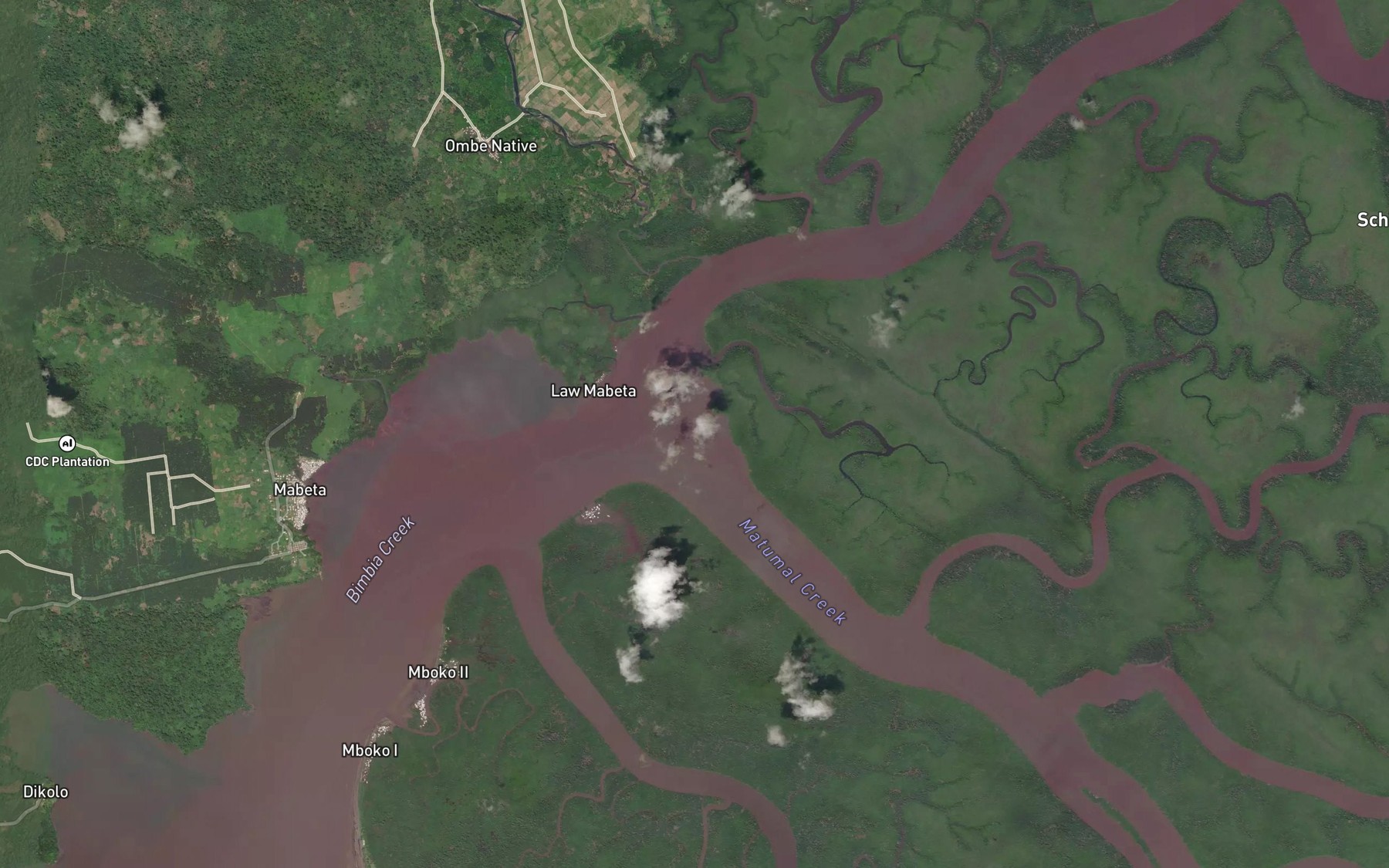 Satellite map of the Matumal Creek