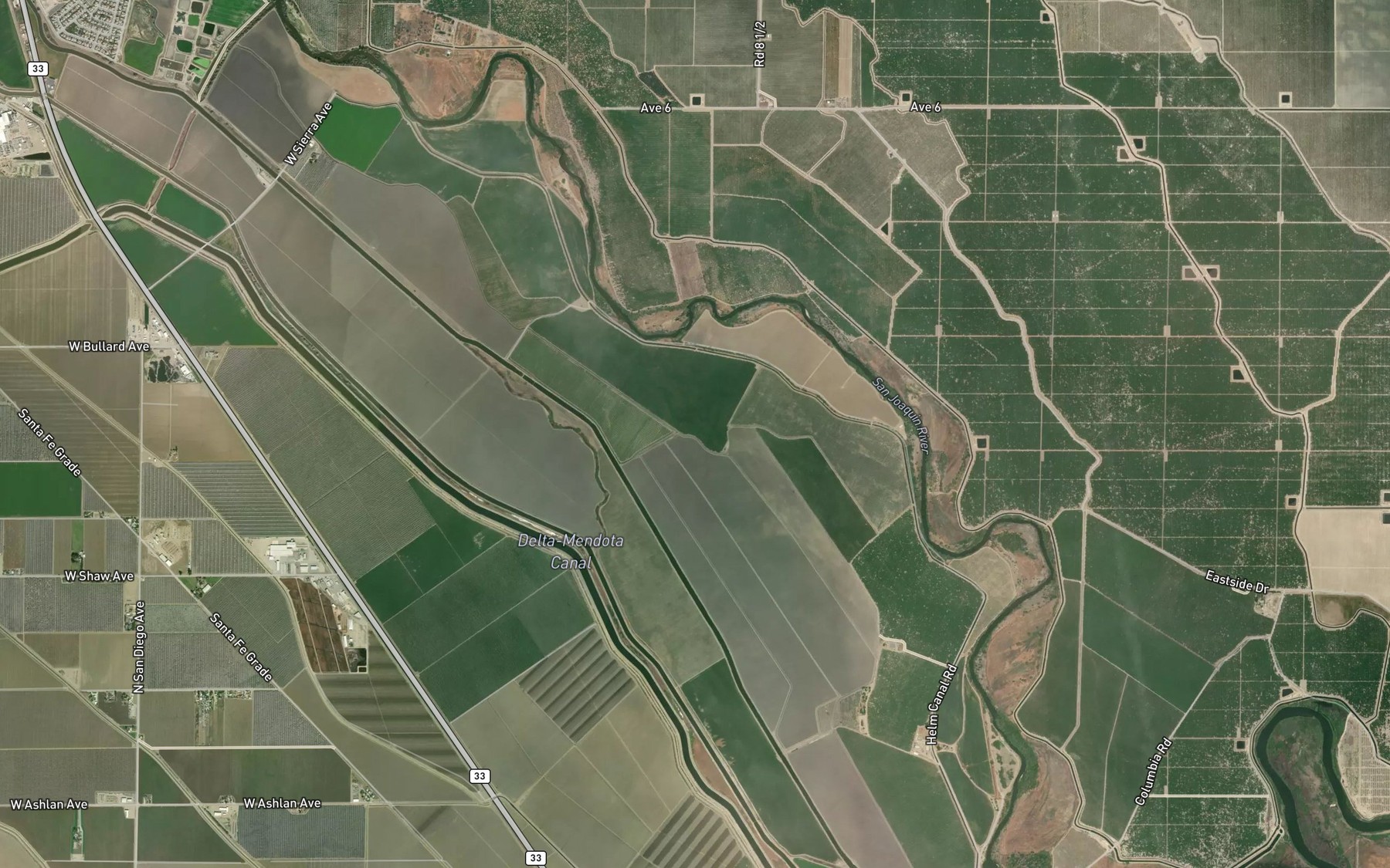 Satellite map of the Helm Drain