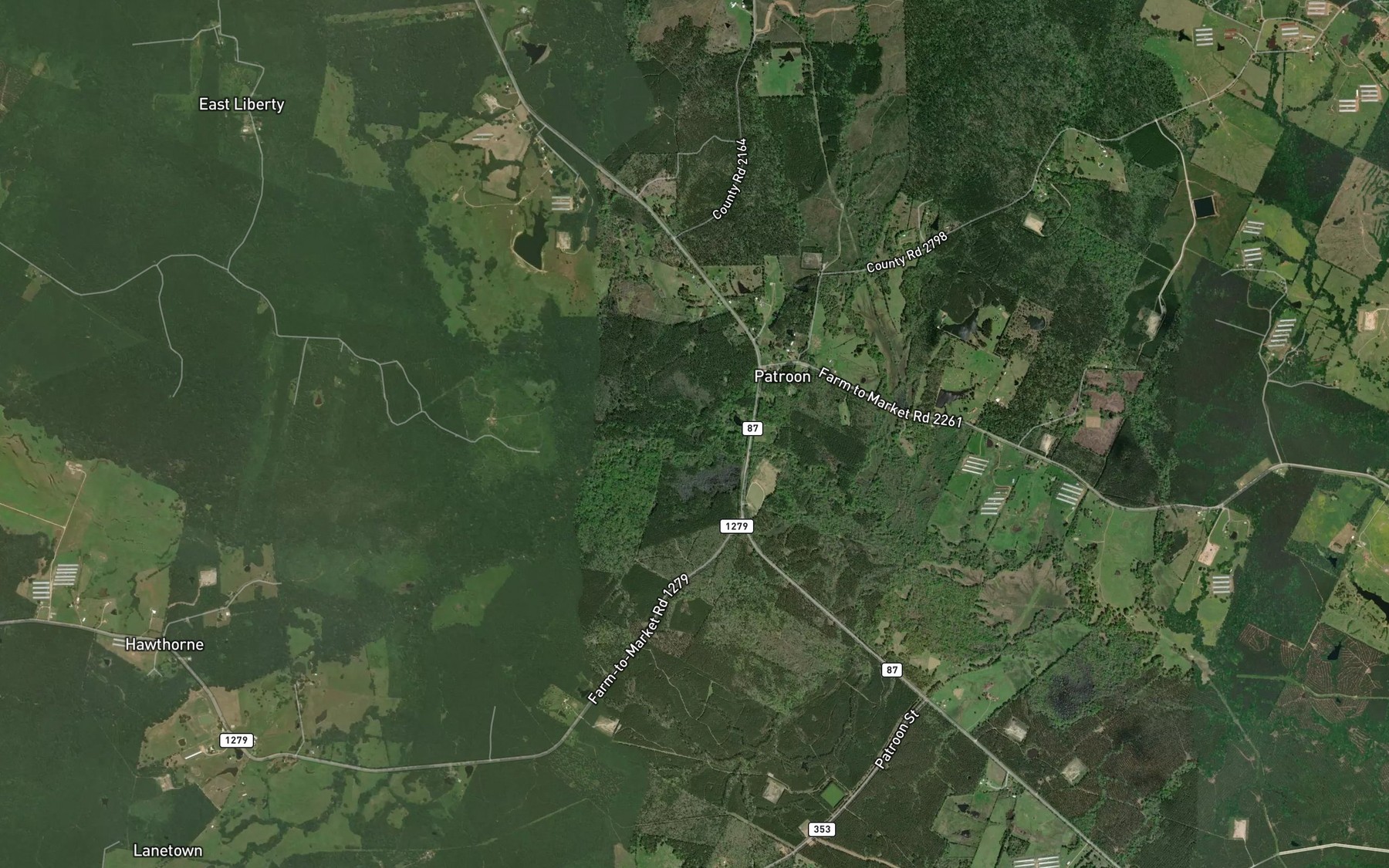 Satellite map of the Allen Creek