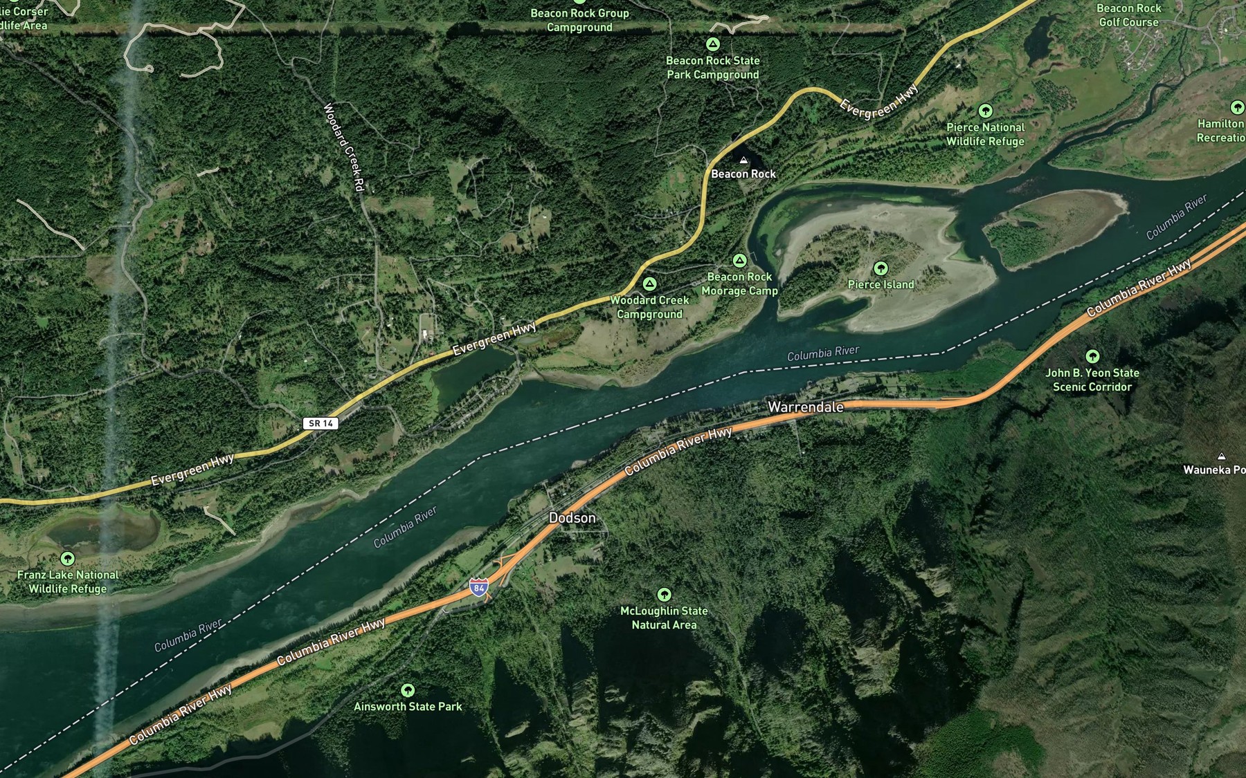 Satellite map of the McGowans Channel