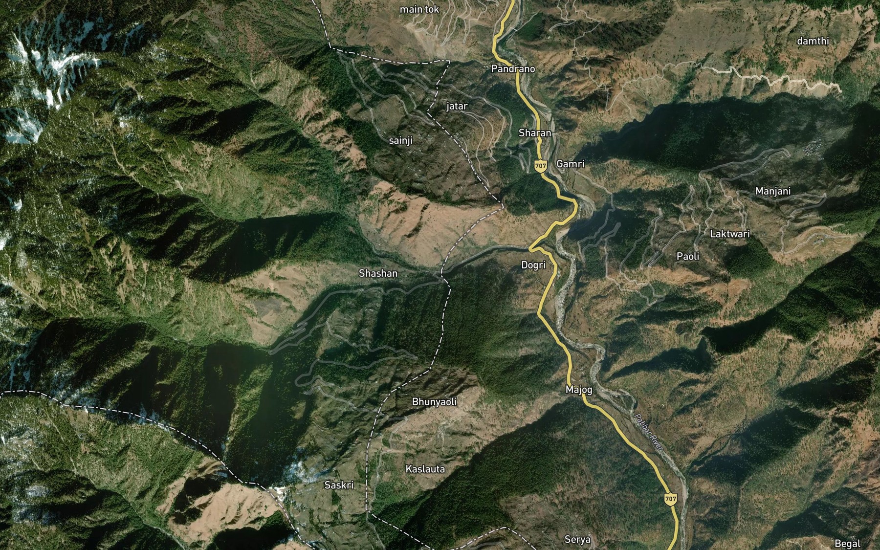 Satellite map of the Lodaru Khad