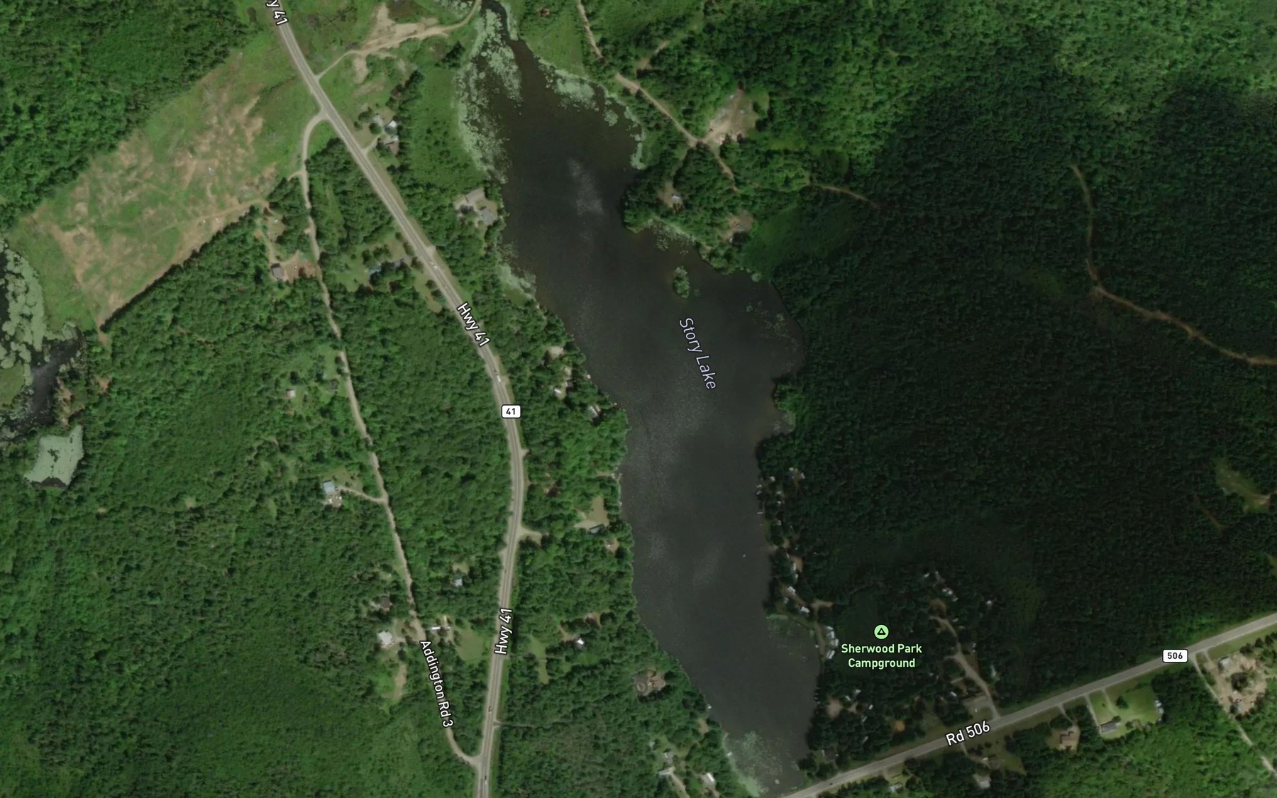 Satellite map of the Story Lake