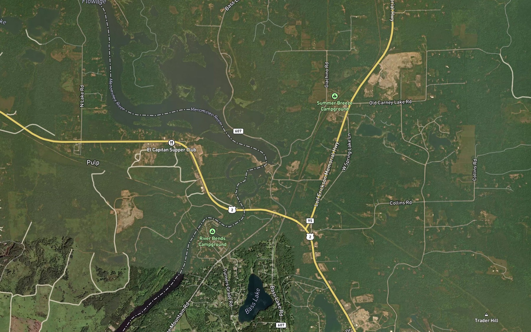 Satellite map of the Twin Falls Flowage