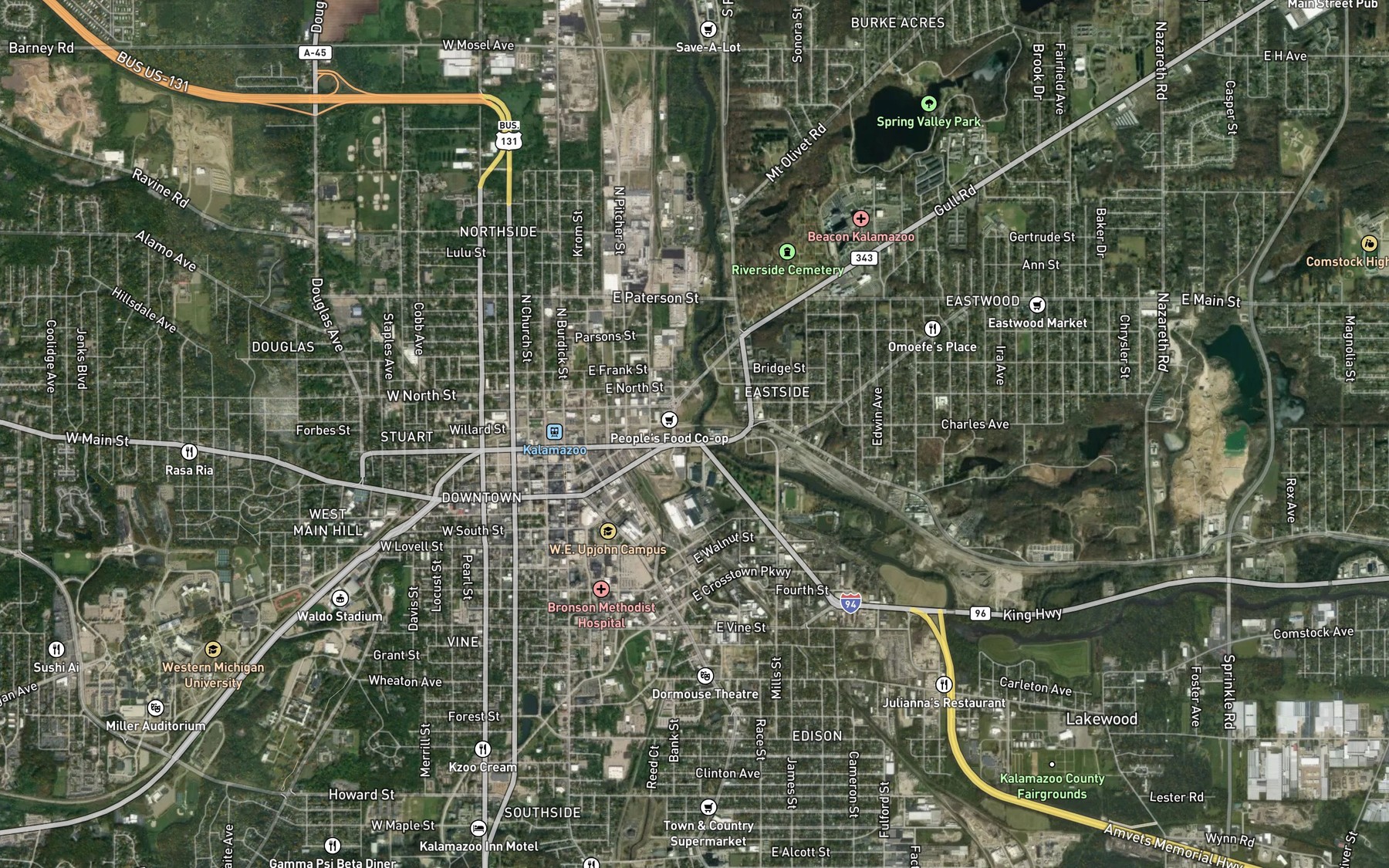 Satellite map of the Portage Creek