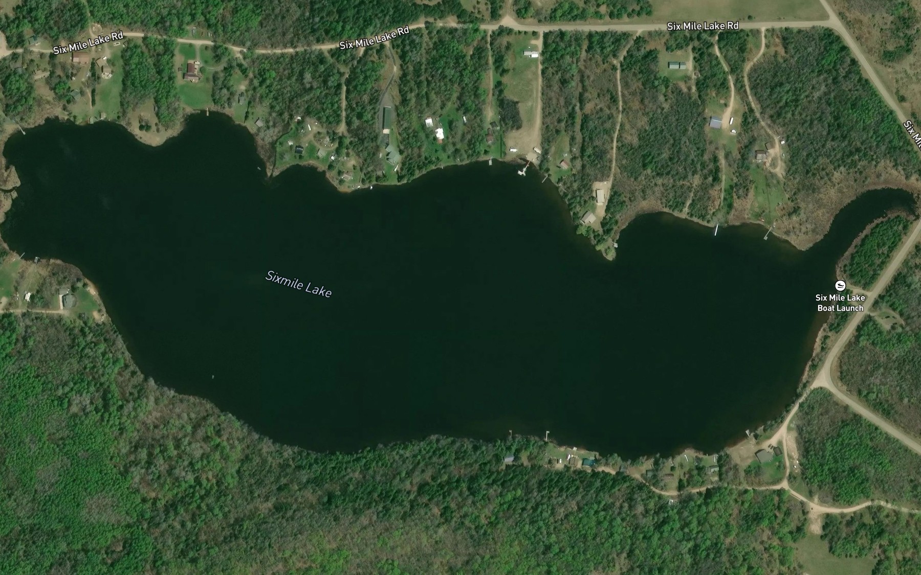 Satellite map of the Sixmile Lake
