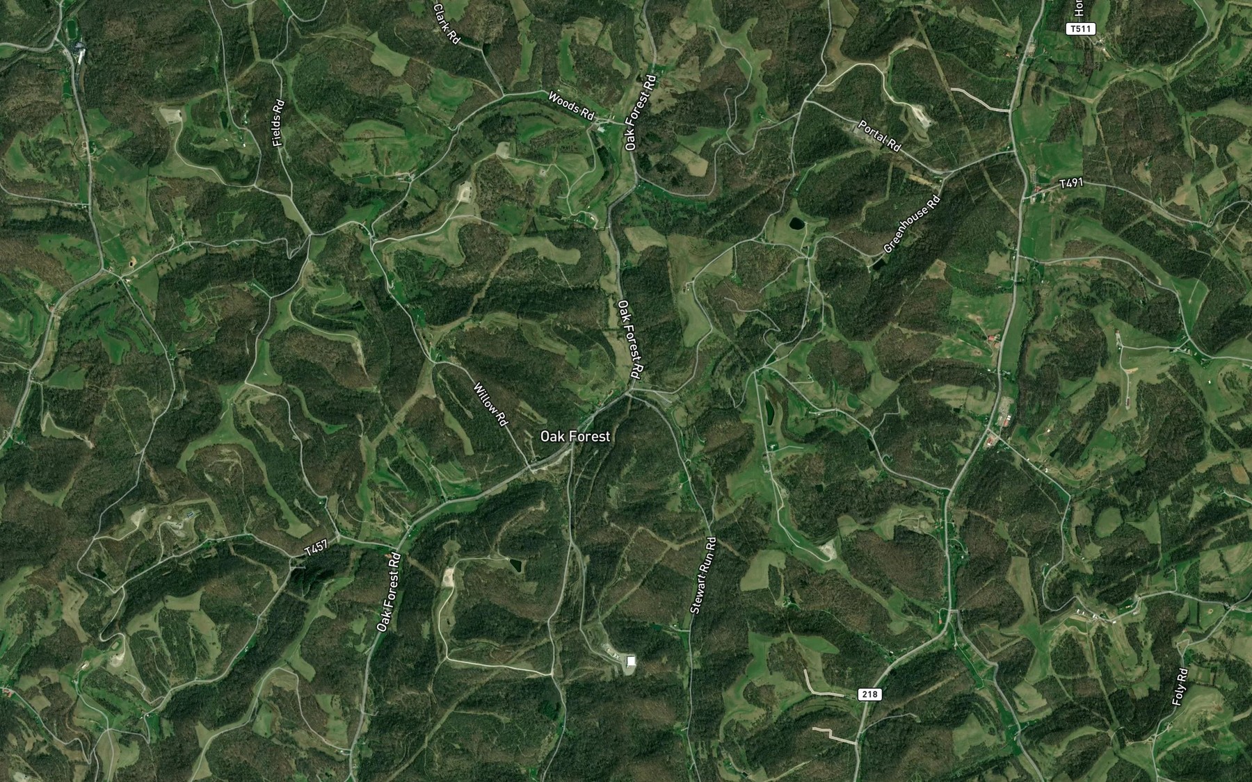 Satellite map of the Stewart Run