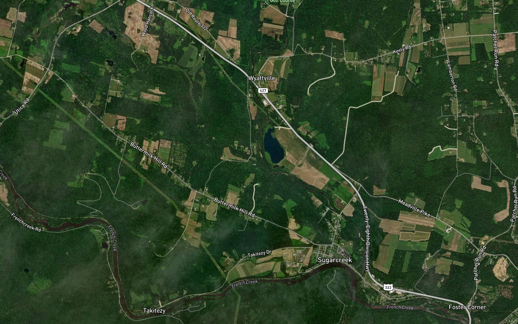 Satellite map of the Warden Run