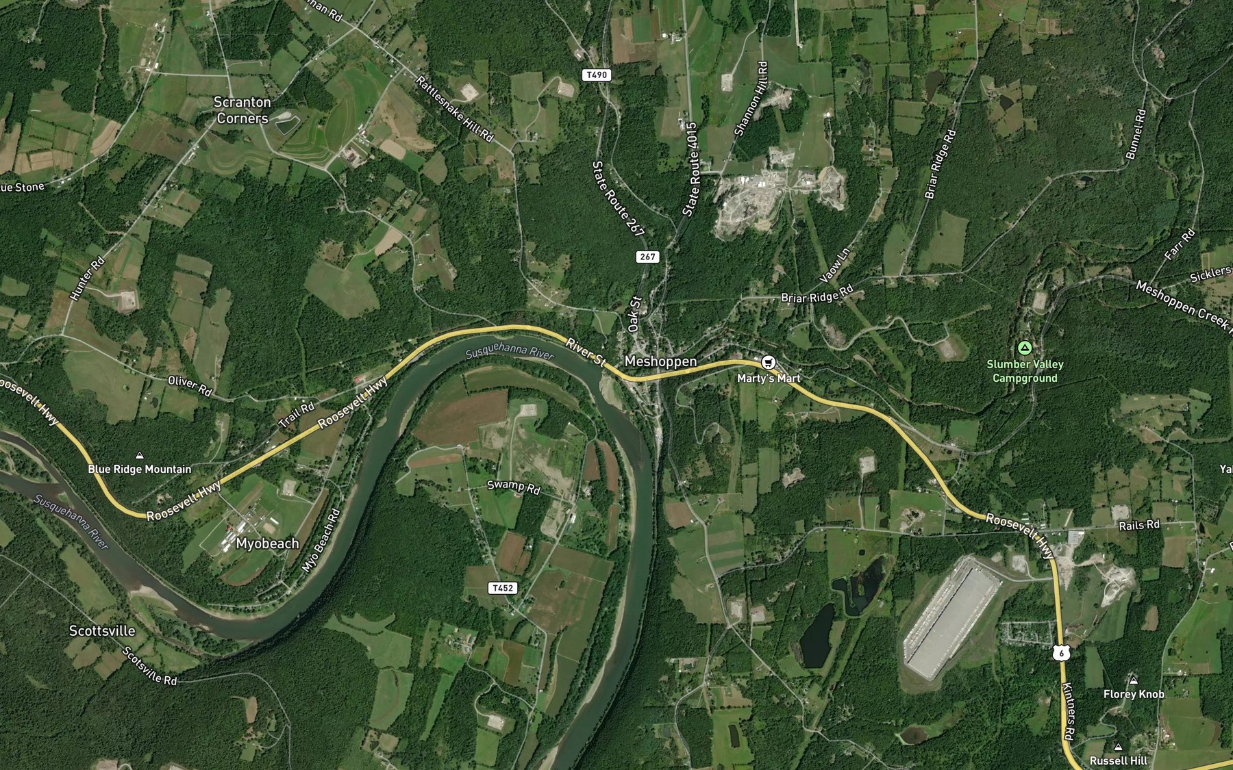 Satellite map of the Meshoppen Creek