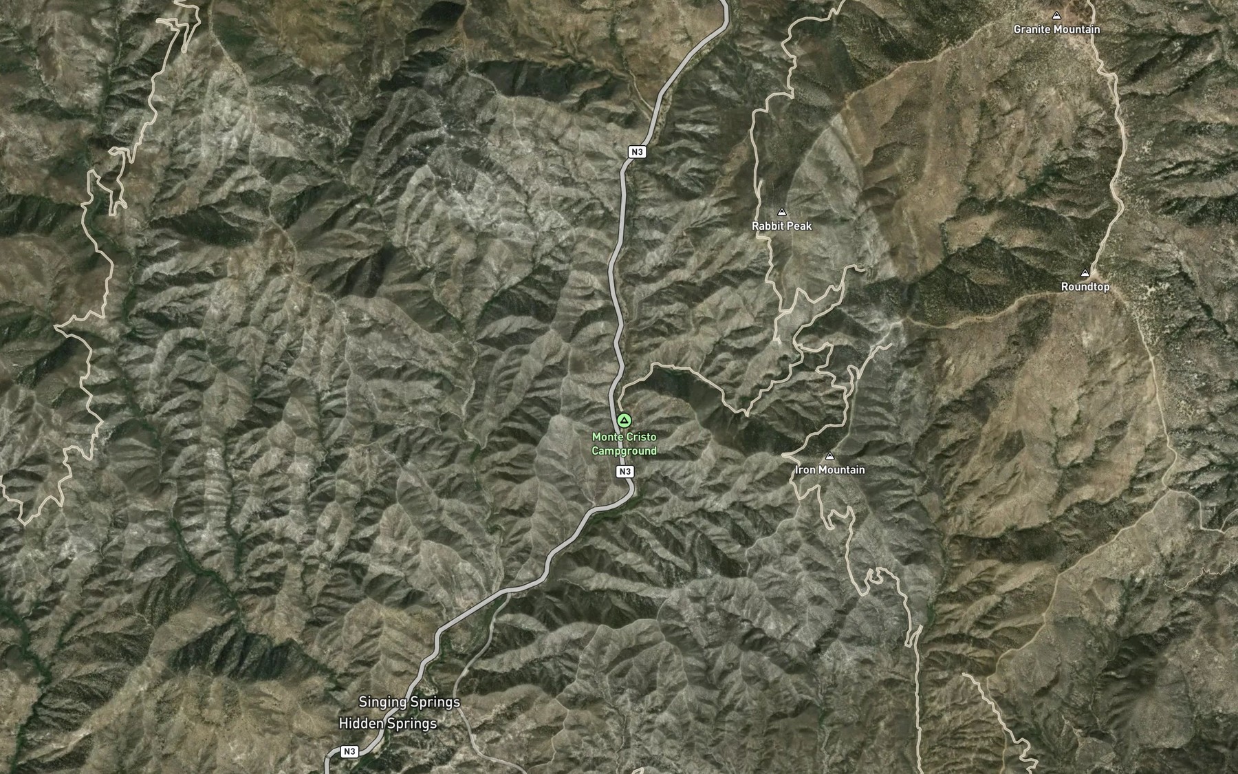 Satellite map of the Monte Cristo Creek