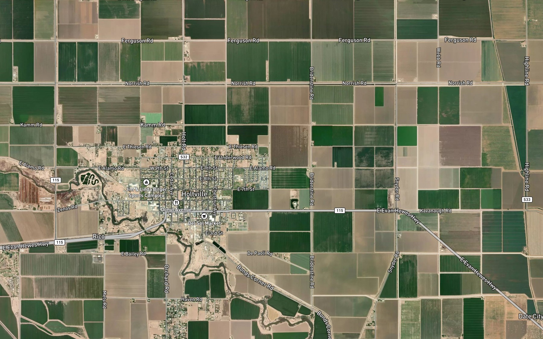 Satellite map of the Pear Drain
