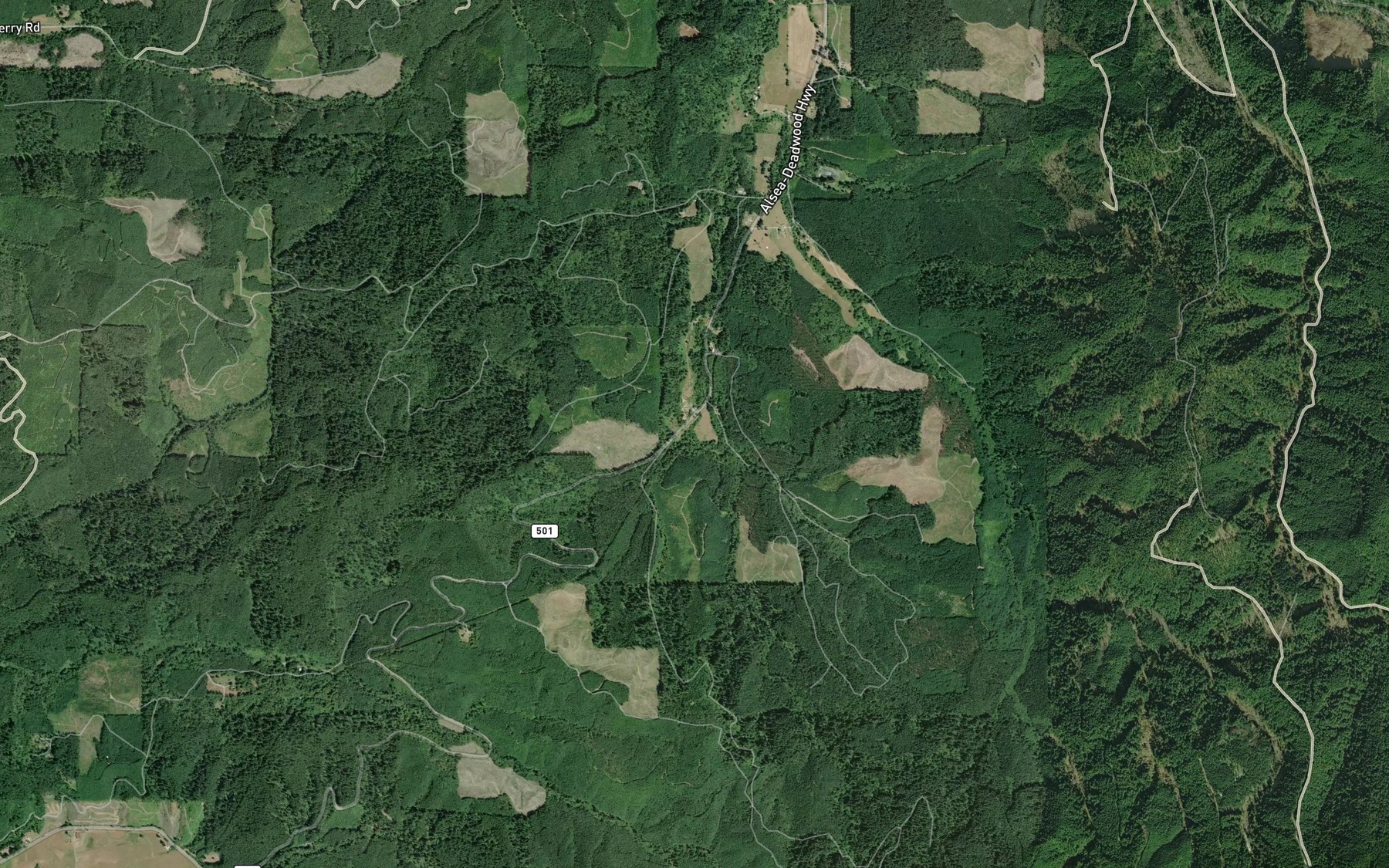 Satellite map of the Brown Creek