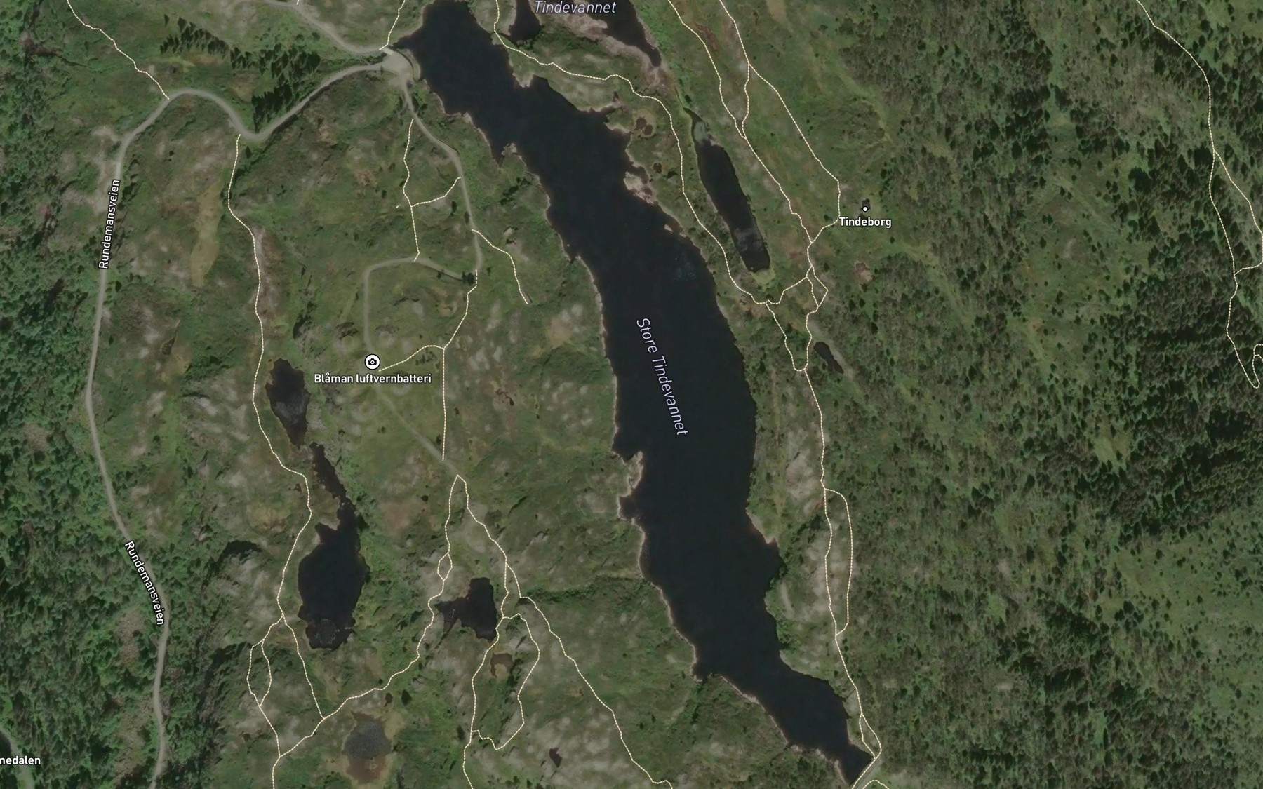 Satellite map of the Tindevatnet,store