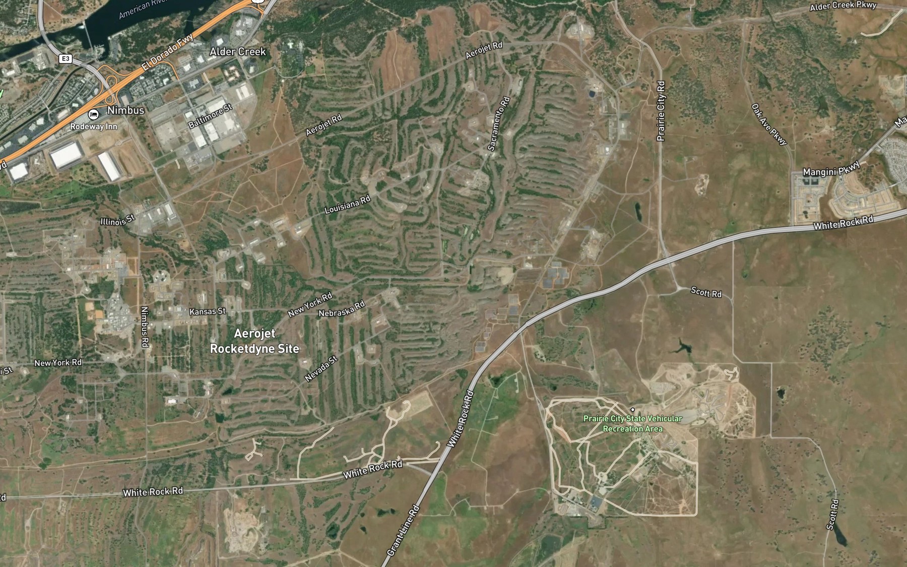 Satellite map of the Rebel Hill Ditch
