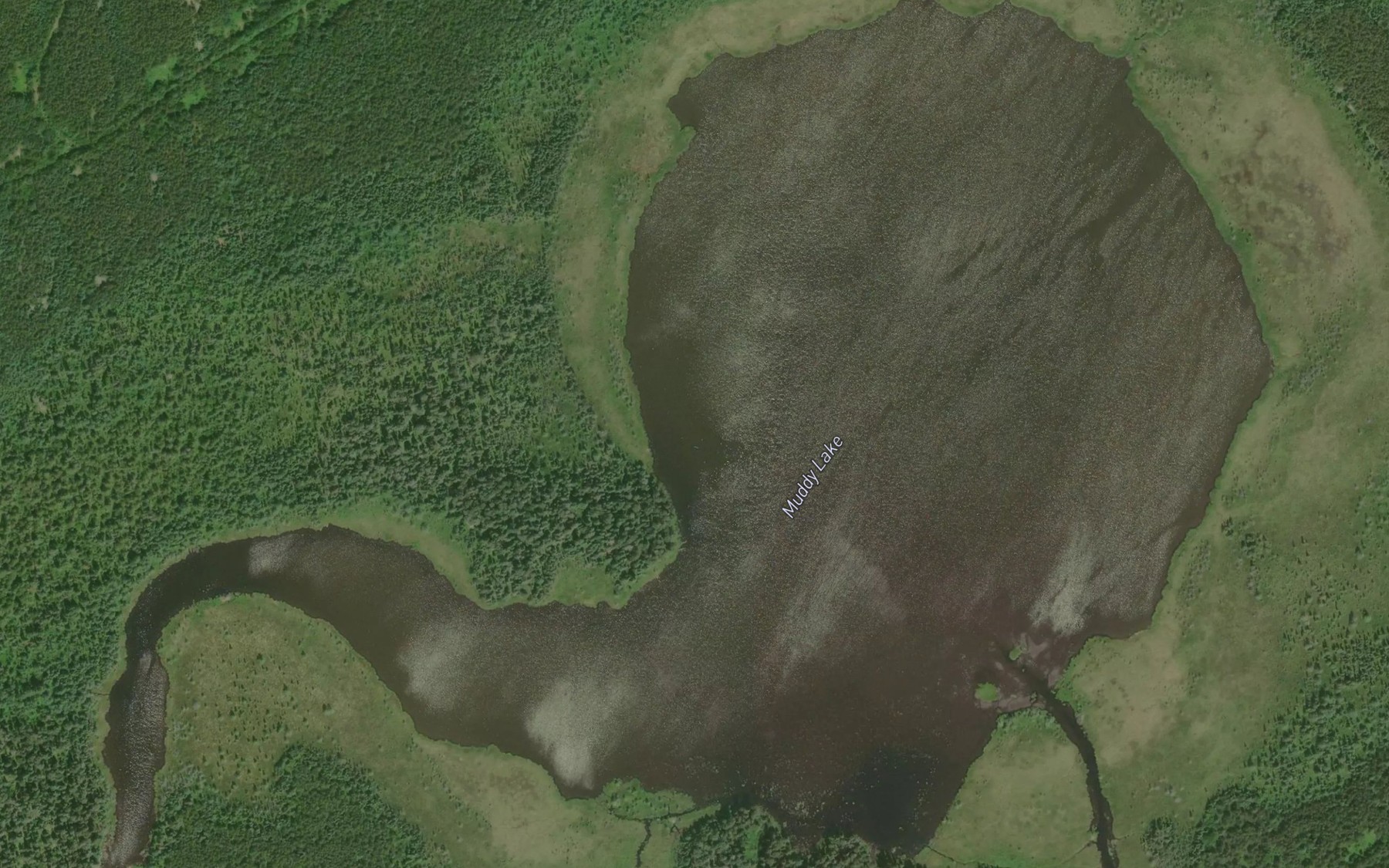 Satellite map of the Muddy Lake