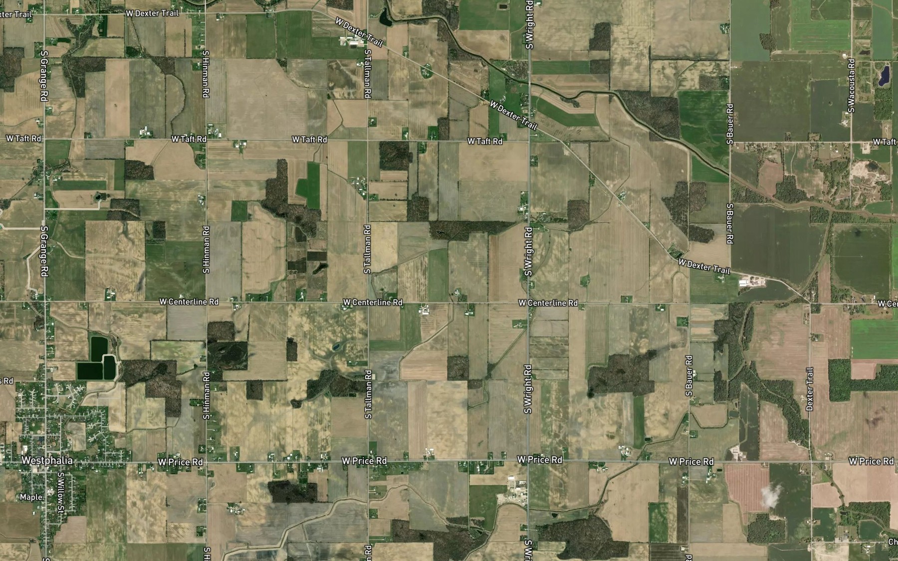Satellite map of the Rochol Extension Drain